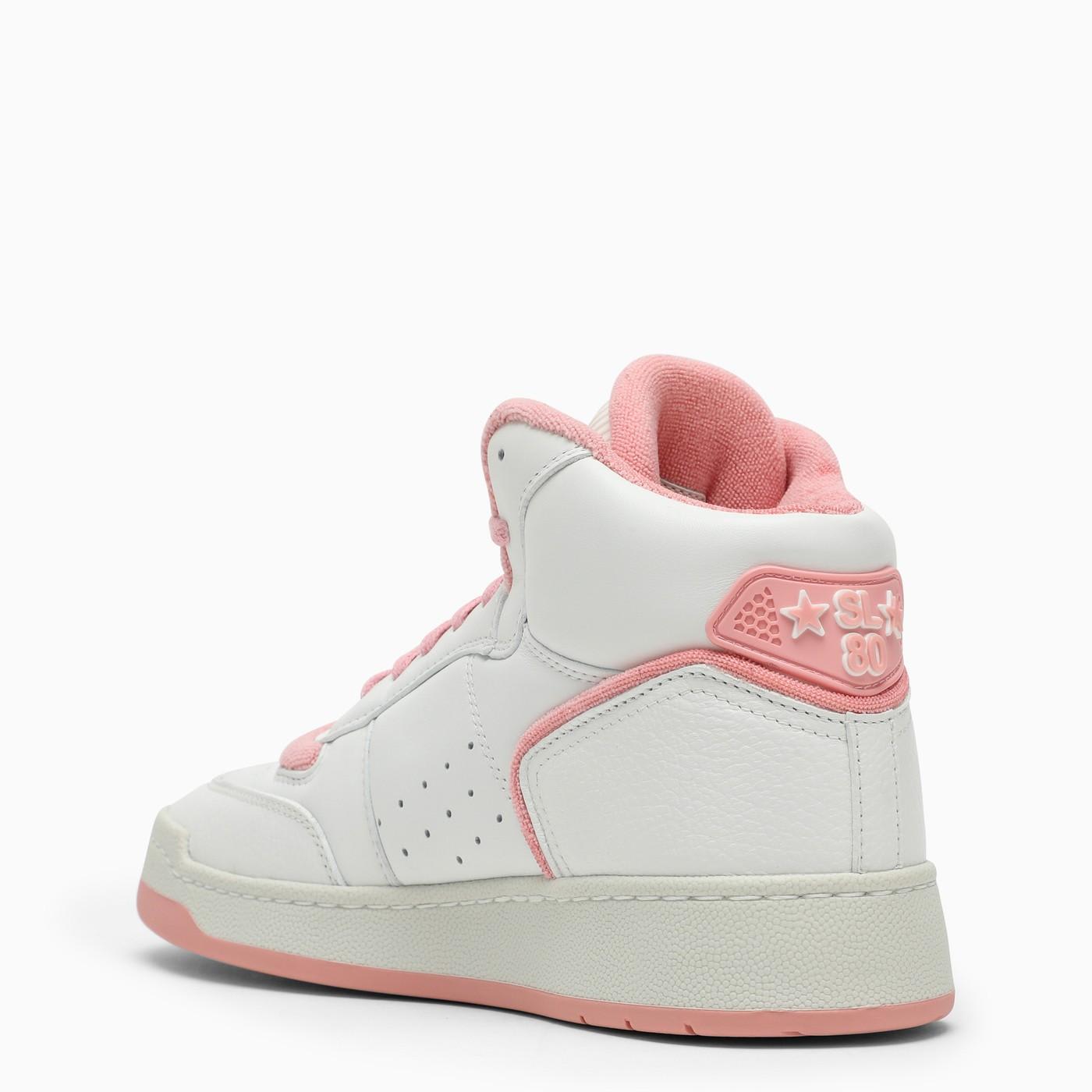 Shop Saint Laurent Sl\/80 White\/pink Leather Sneakers