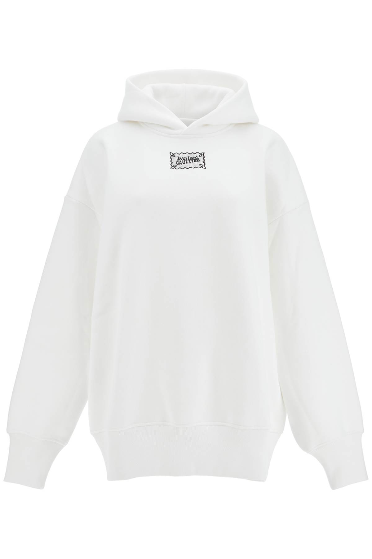 Shop Jean Paul Gaultier Oversized Hoodie With Hood In White/black (white)