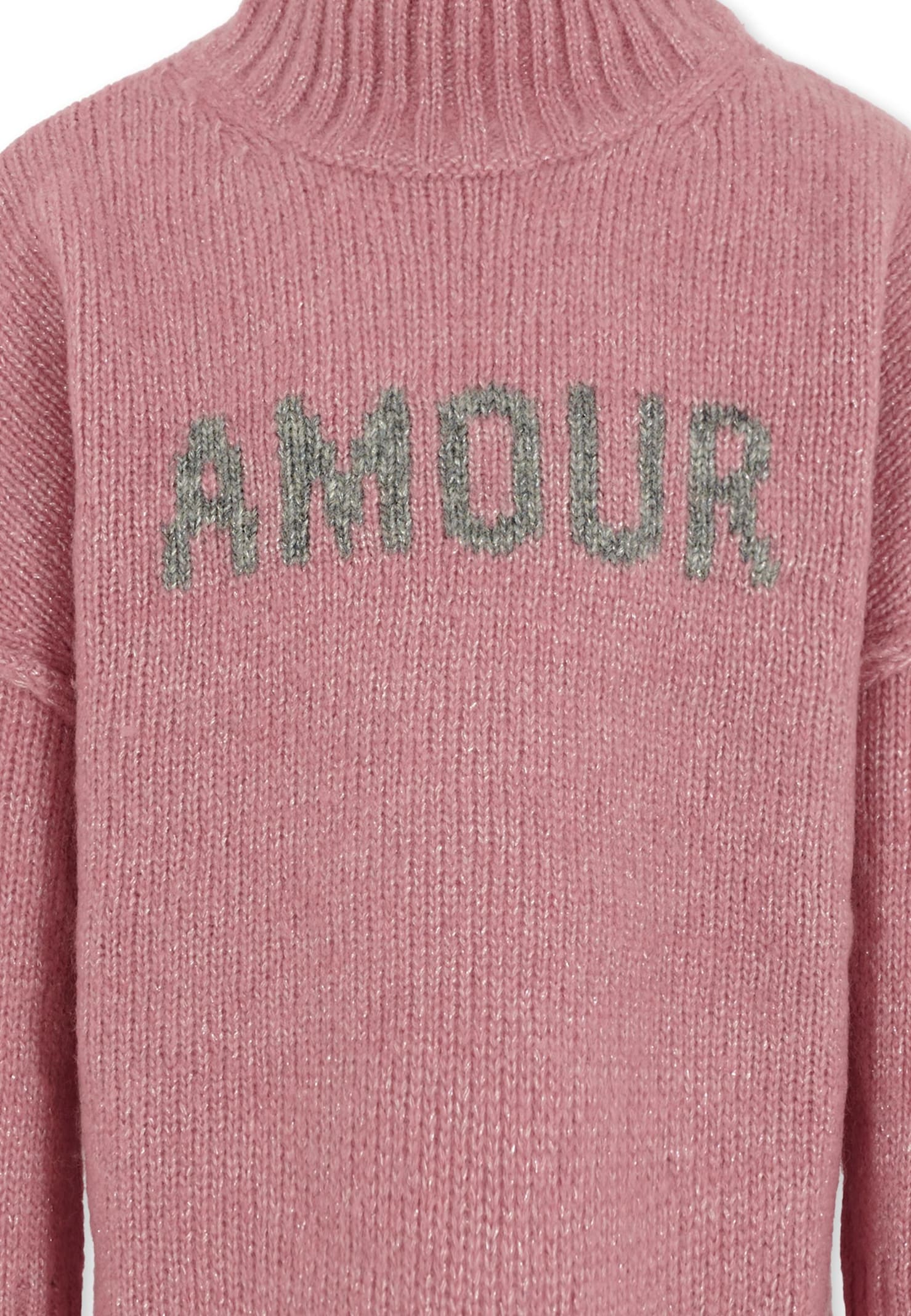Zadig & Voltaire Pink Turtleneck For Girl With Writing In Pink