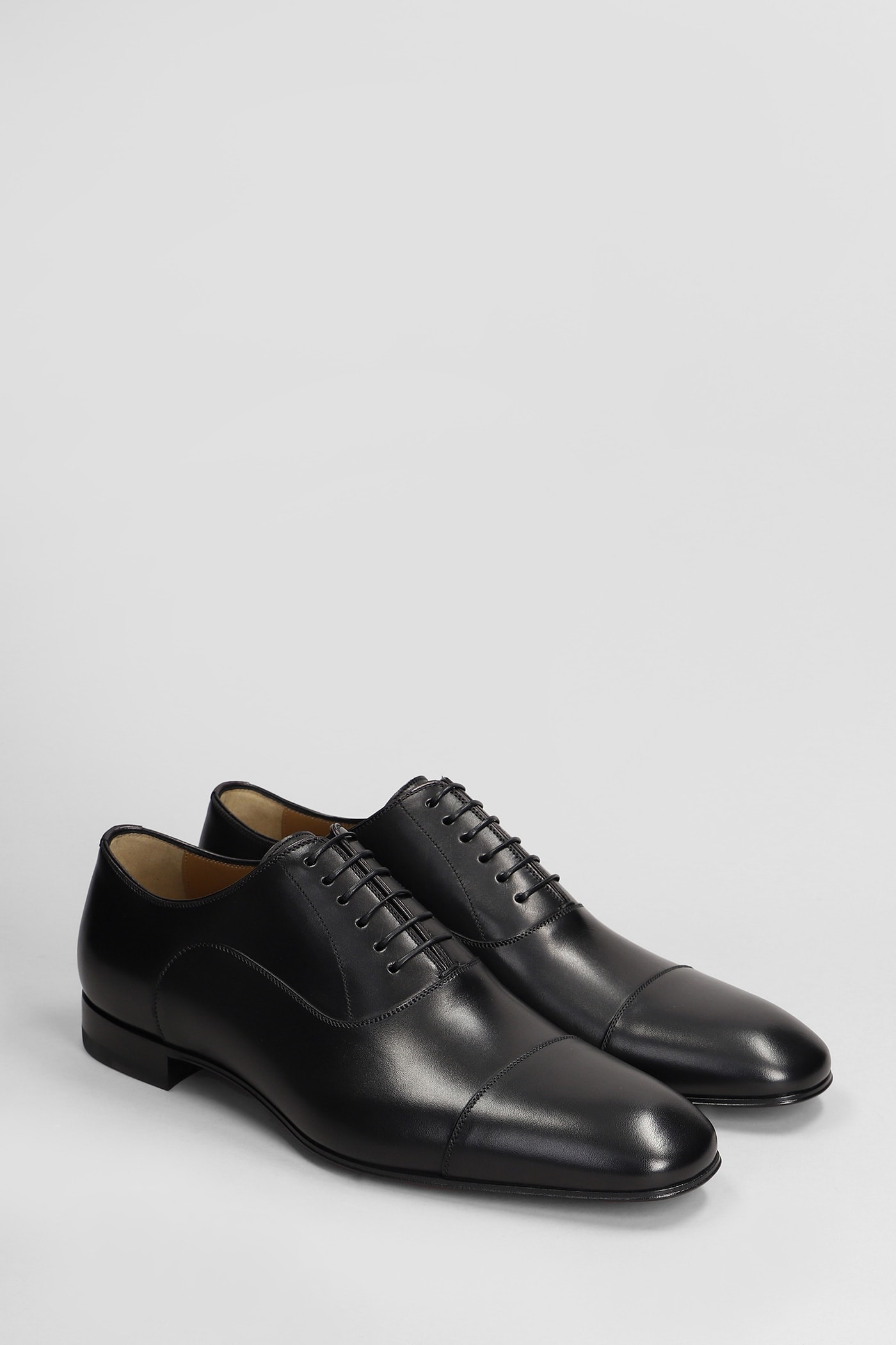 Christian Louboutin Greggo Lace Up Shoes In Black Leather In Black