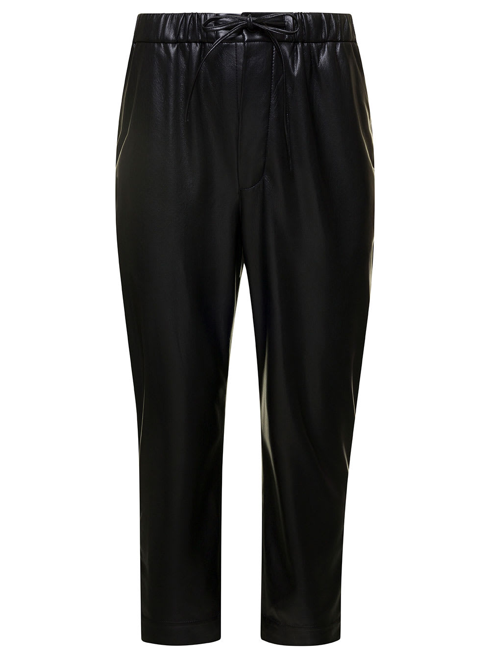 jain Black Pants With Drawstring In Faux Leather Man