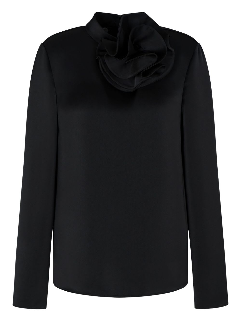 Emporio Armani Ruffled Neckline Sweater In Black
