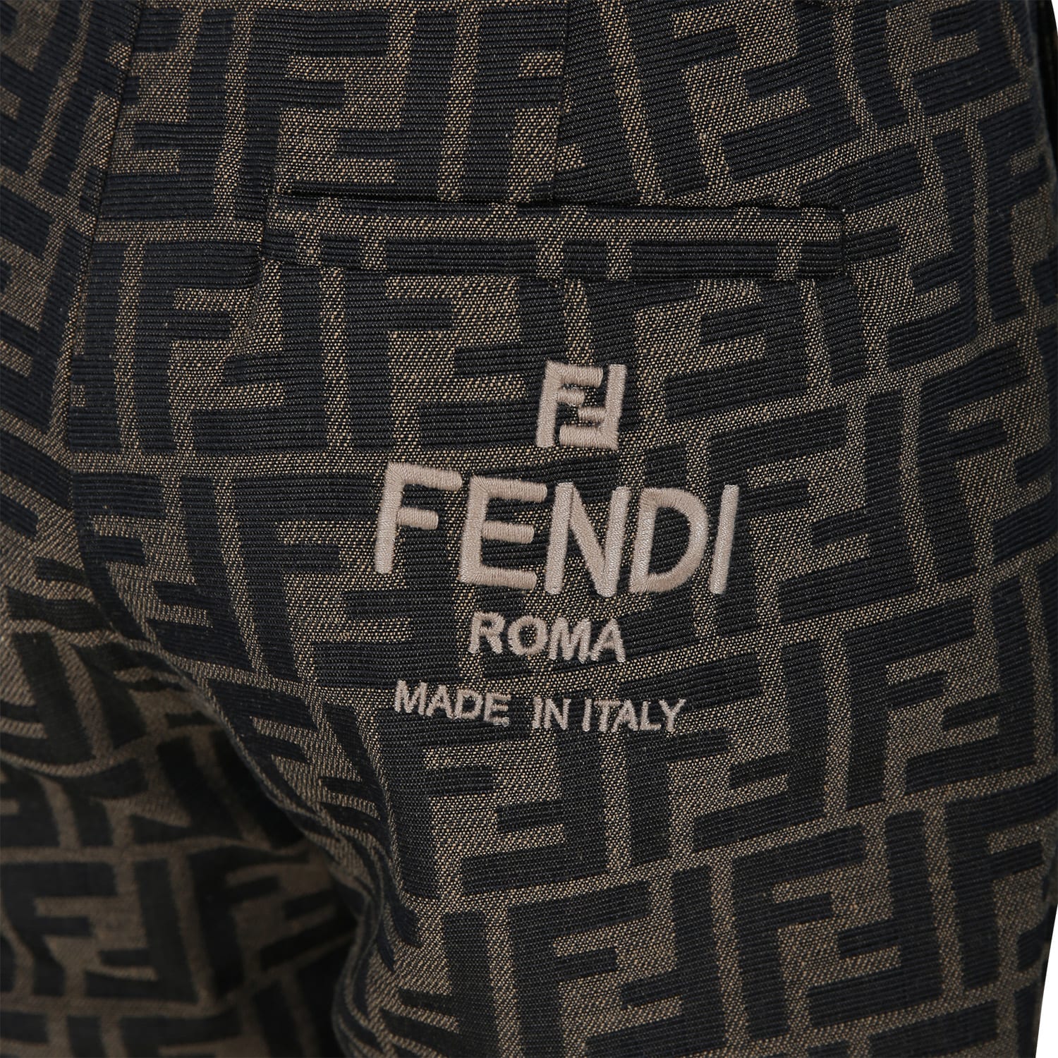 Shop Fendi Brown Trousers For Boy With Ff