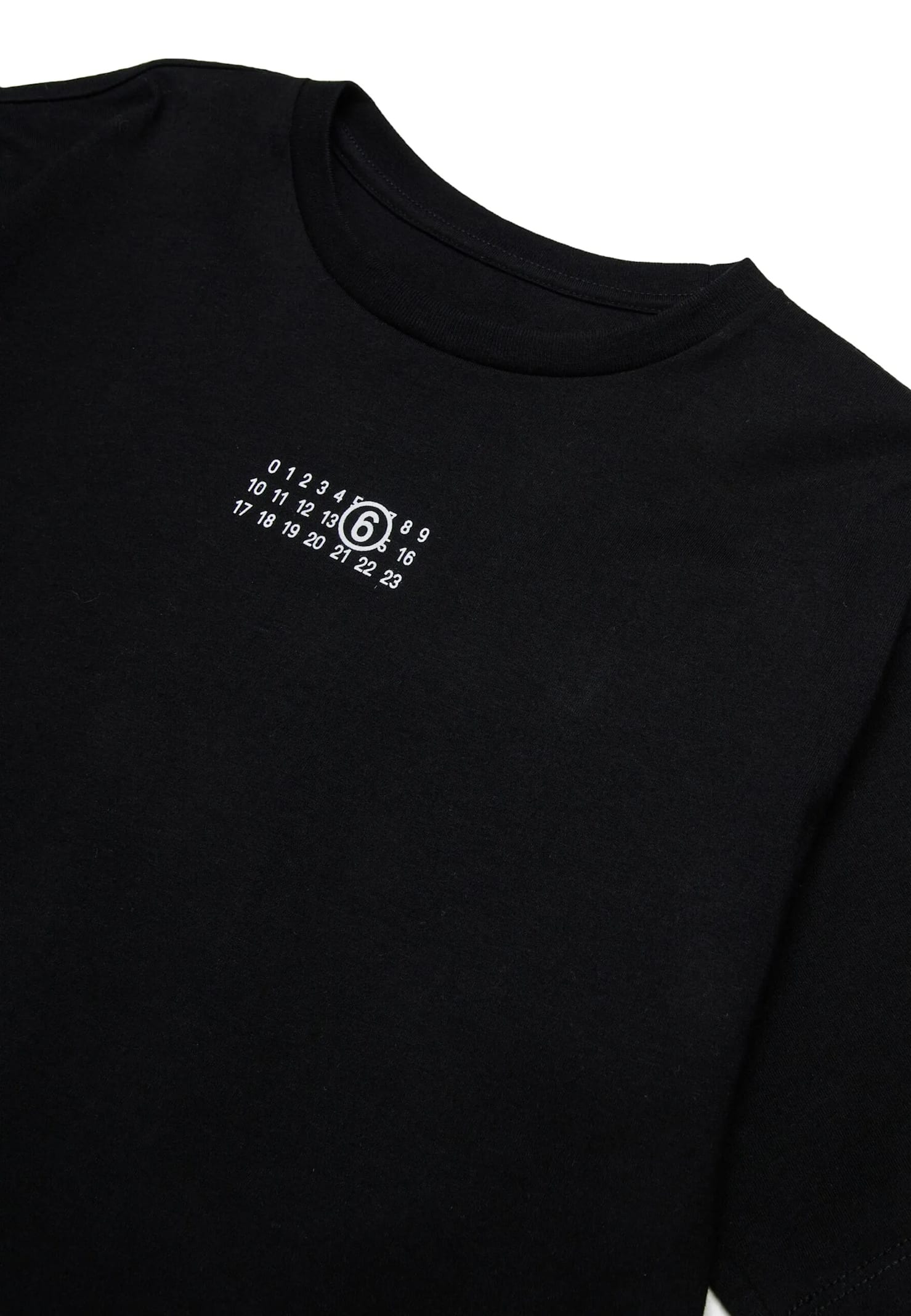 Mm6 Maison Margiela Black Crop T-shirt For Girl With Logo In Black