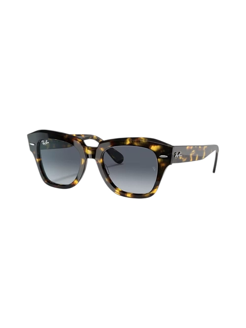 Ray Ban State Street Fleck Sunglasses Yellow Havana Frame Grey Lenses 52-20 In Brown