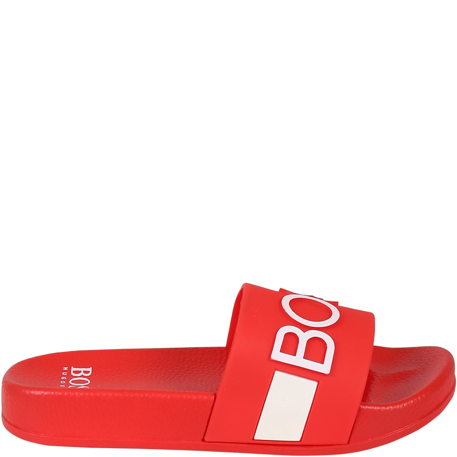 Hugo Boss Kids' Red Slippers For Boy With Logo