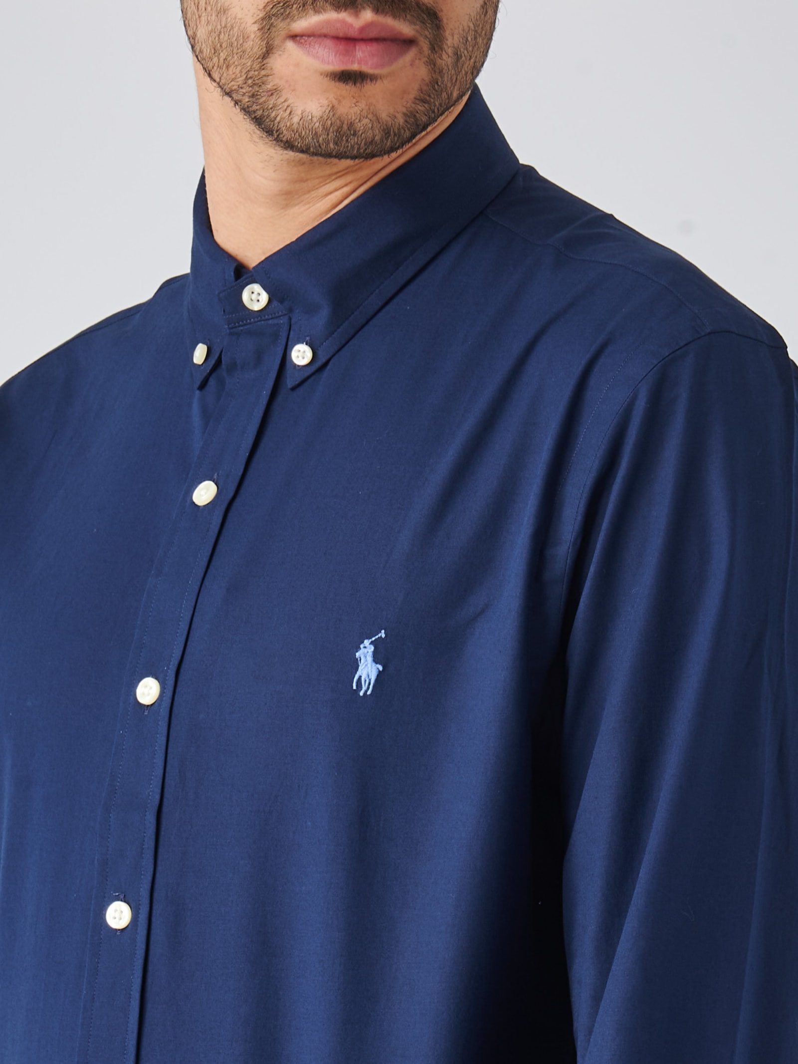 Shop Polo Ralph Lauren Long Sleeve Sport Shirt Shirt In Navy