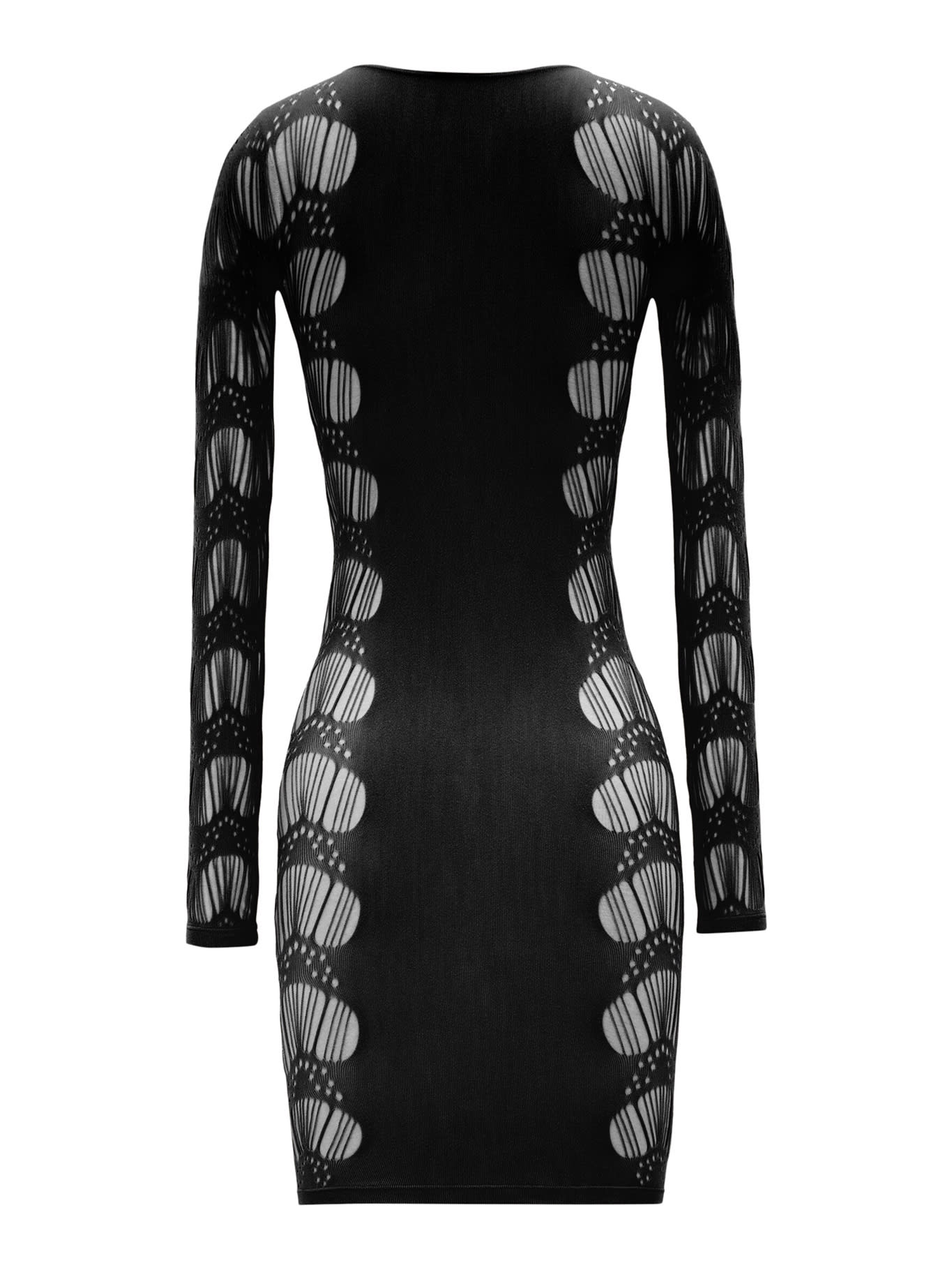 Shop Saint Laurent Robe Decollete Manch Jersey Seamless Graphique In Noir