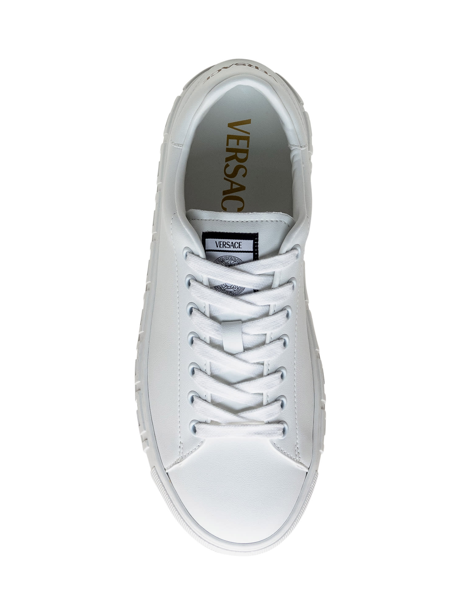 Shop Versace Greca Sneaker In Bianco