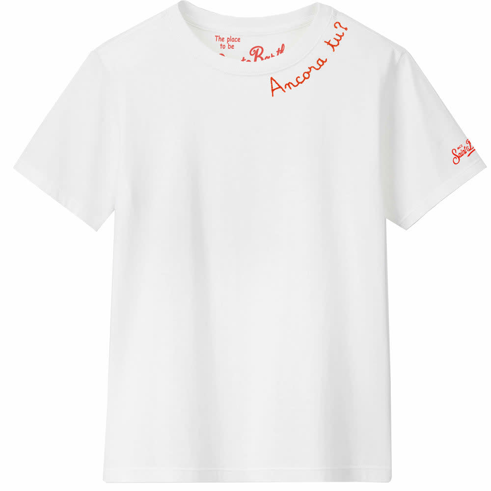MC2 Saint Barth Woman T-shirt With Ancora Tu? Embroidery