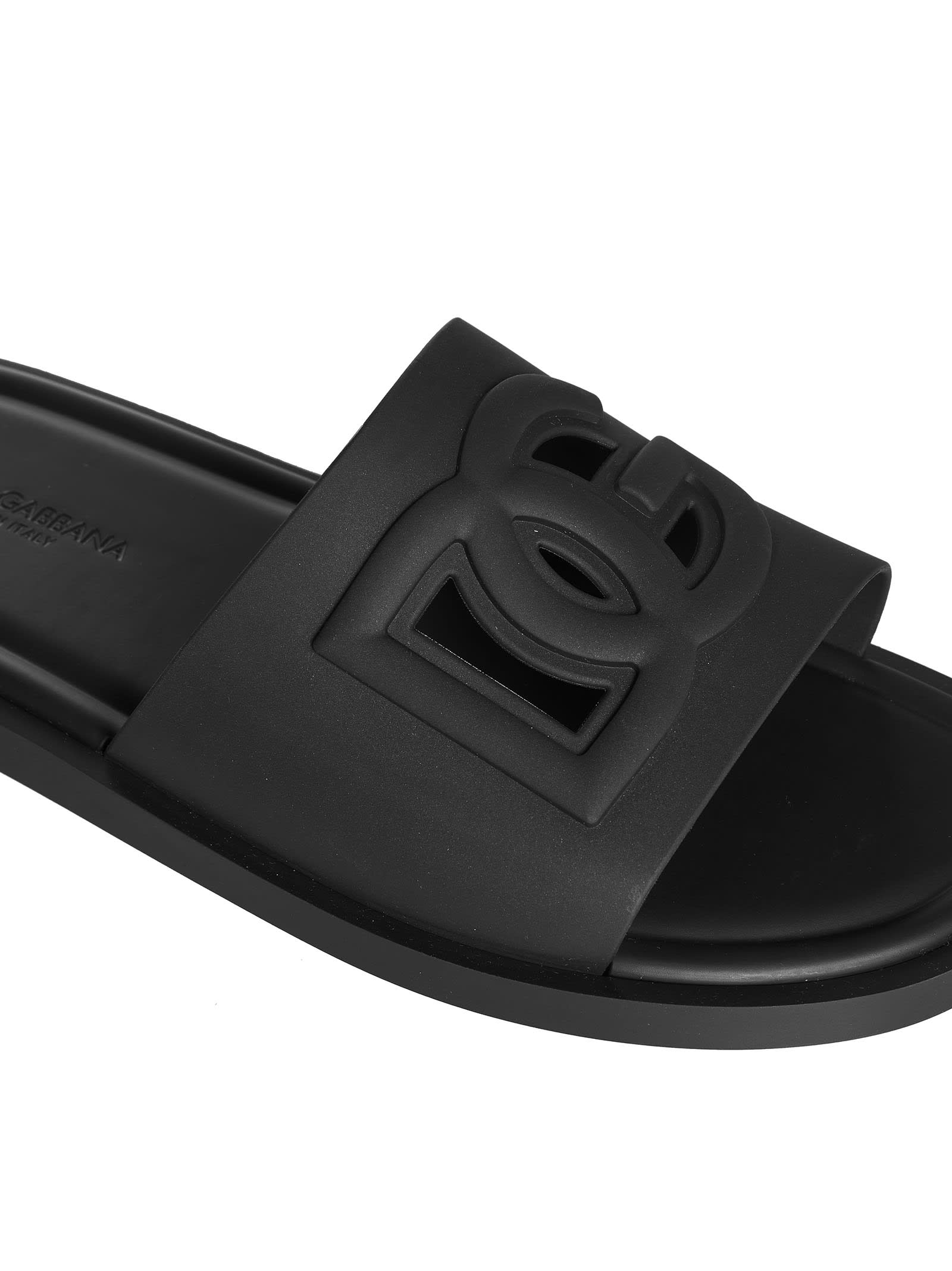 Dolce & Gabbana Sandals Slides With Cut-out Detail In Black