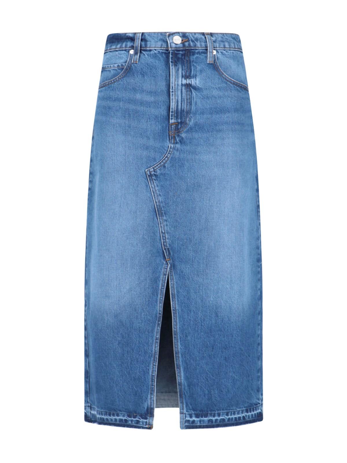 Shop Frame Denim Midi Skirt In Del Amo