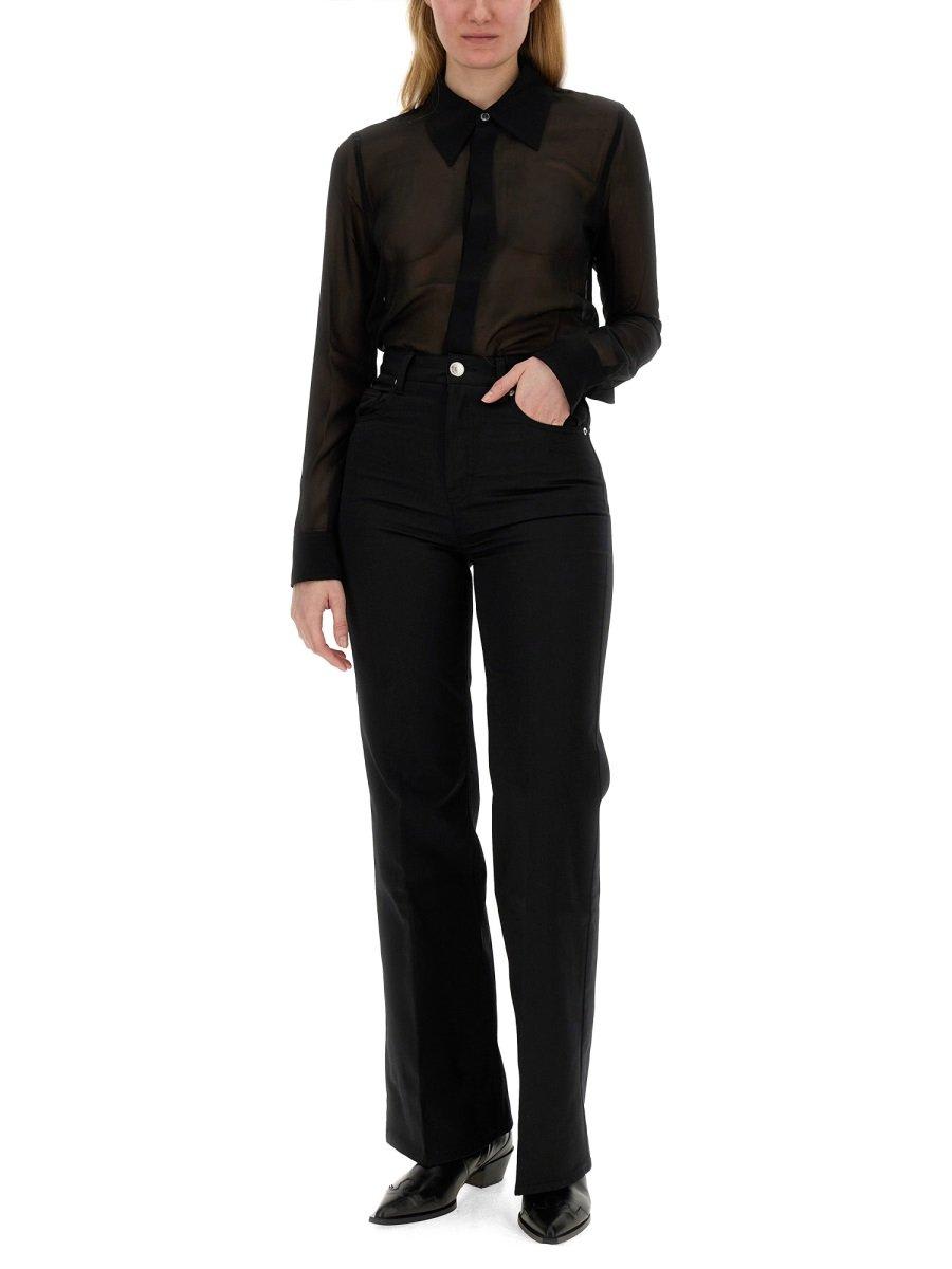 Shop Ami Alexandre Mattiussi Paris Semi-sheer Long-sleeved Shirt In Black