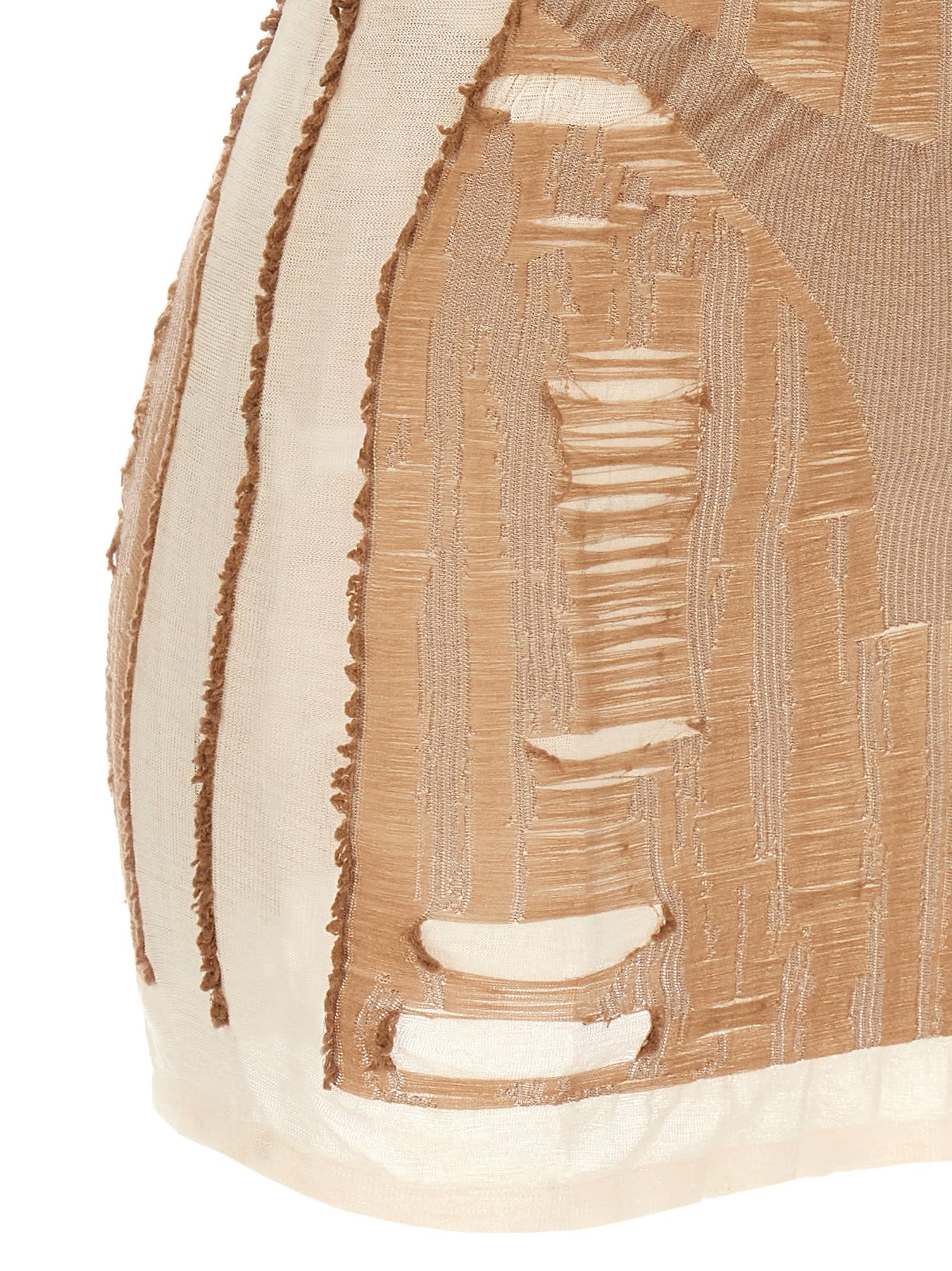 Diesel 'm-calimera' Beige Dress With Insert Design And Second Skin Effect In Brown