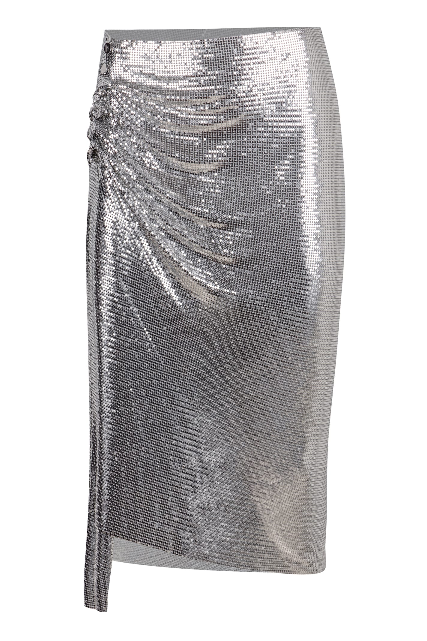 Shop Rabanne Draped Skirt In Silver