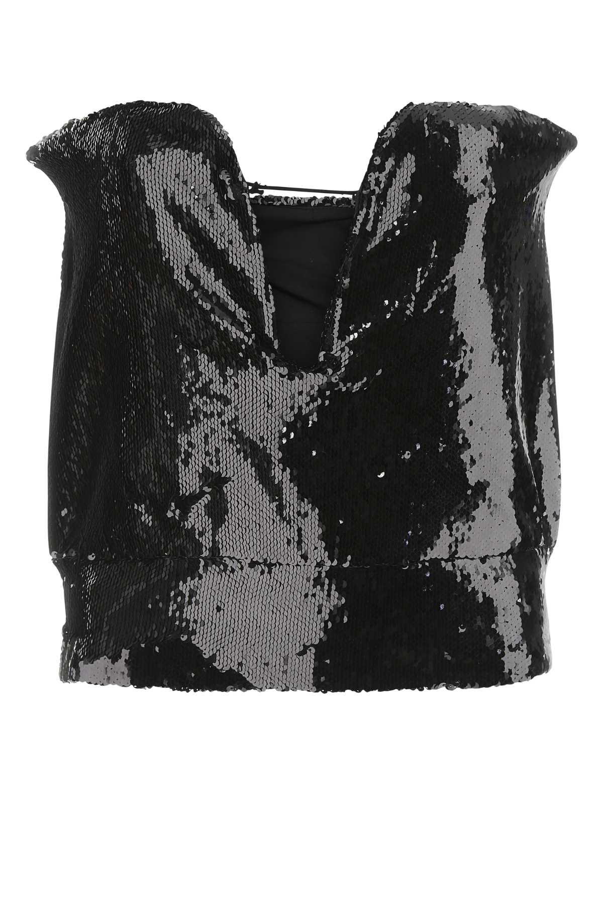 Shop Isabel Marant Black Sequins Mandy Top In 01bk