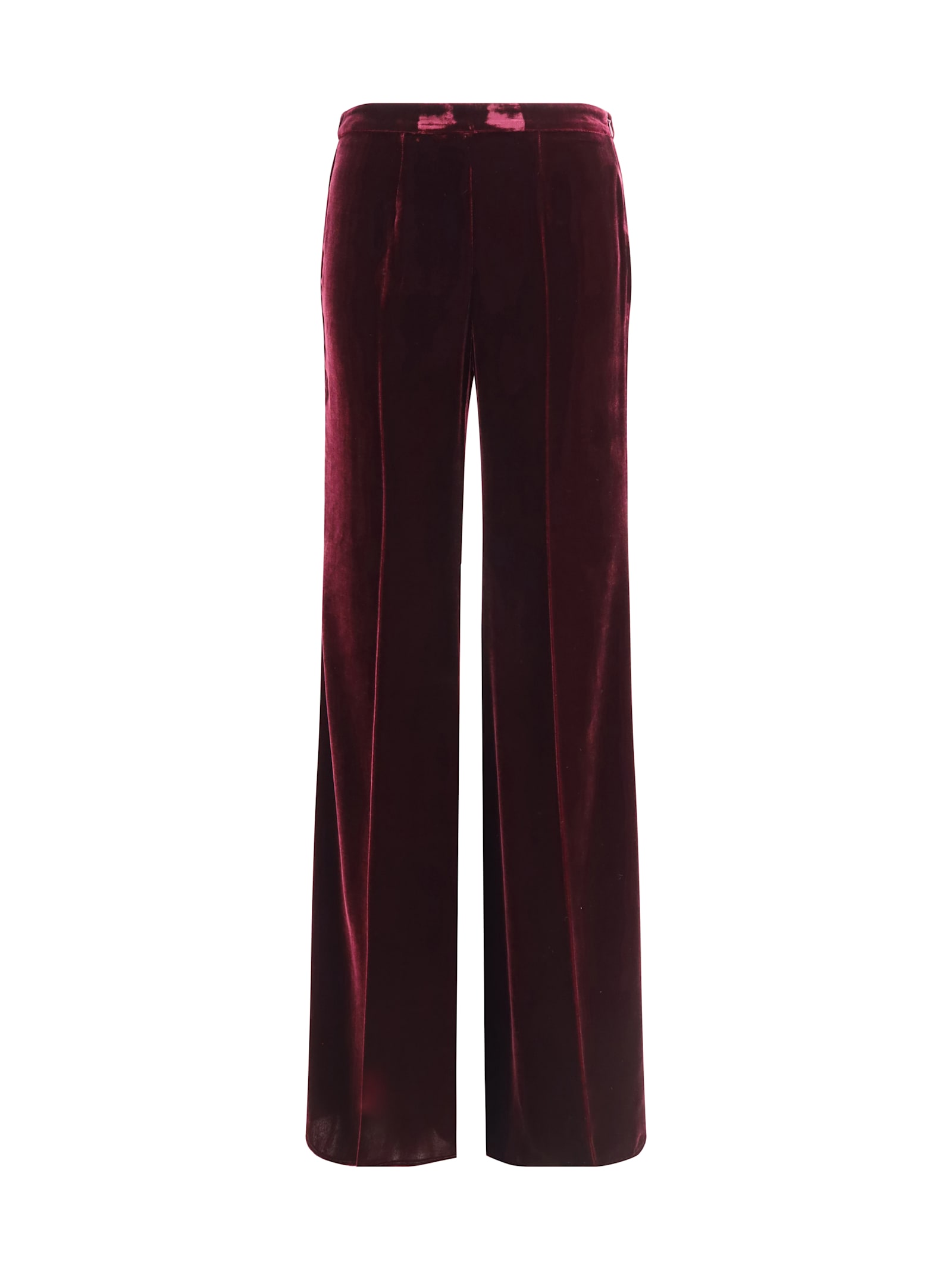Forte Forte Flared Trousers In Smooth Velvet In Red