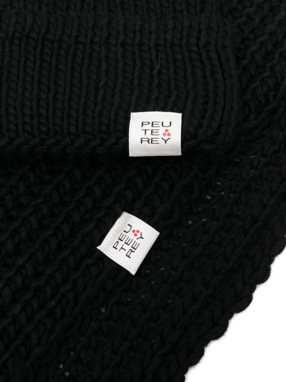 Peuterey Wool Beanie And Scarf Set In Black