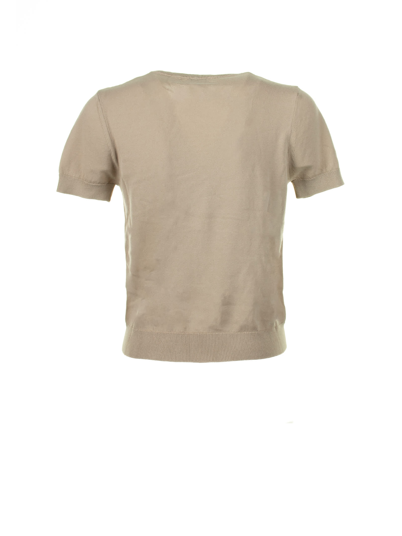 Shop Cruna T-shirt In Beige Cotton Thread In Tortora