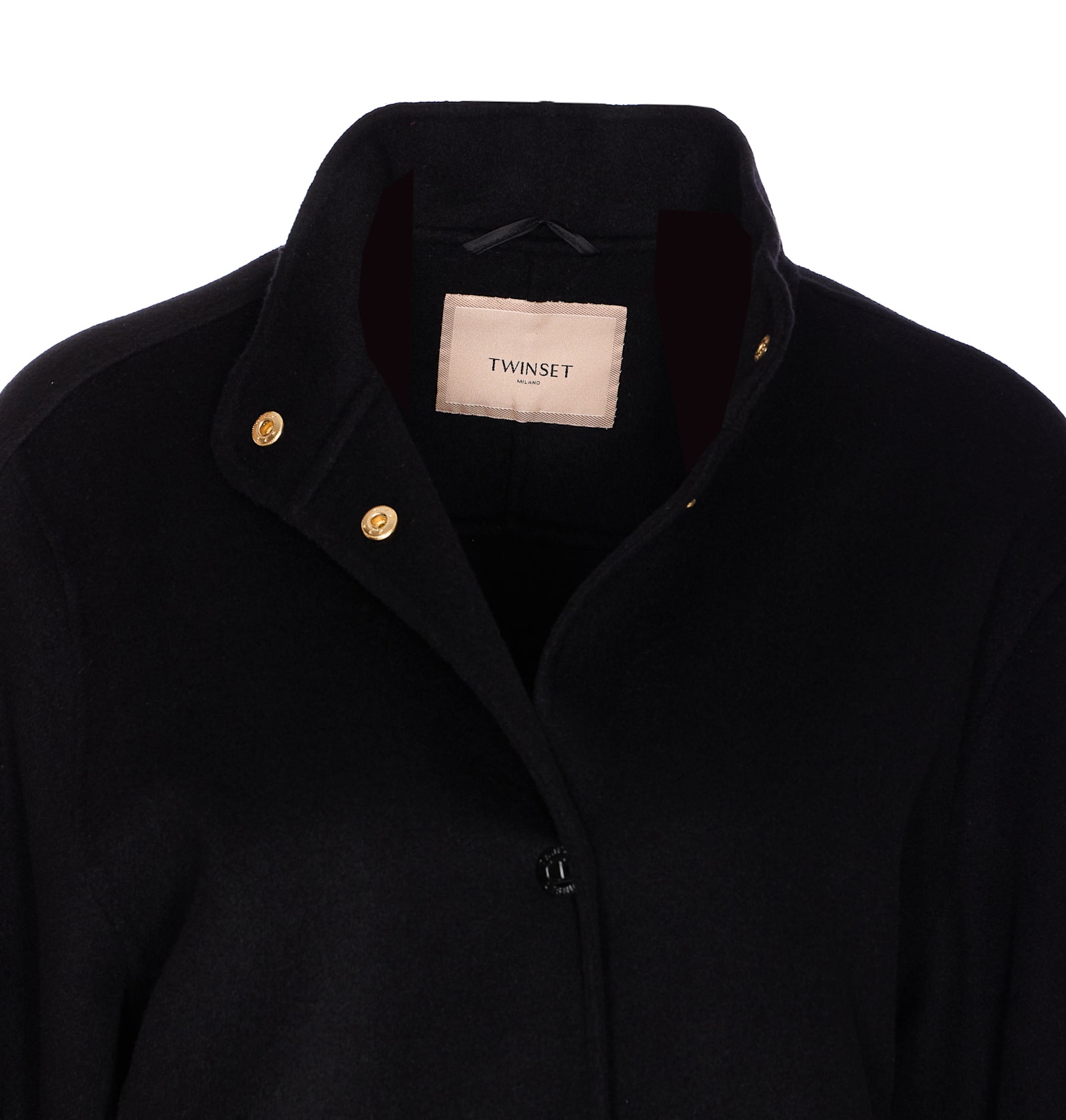 Twinset Twin-set Classic Black Jacket With High Collar In Black