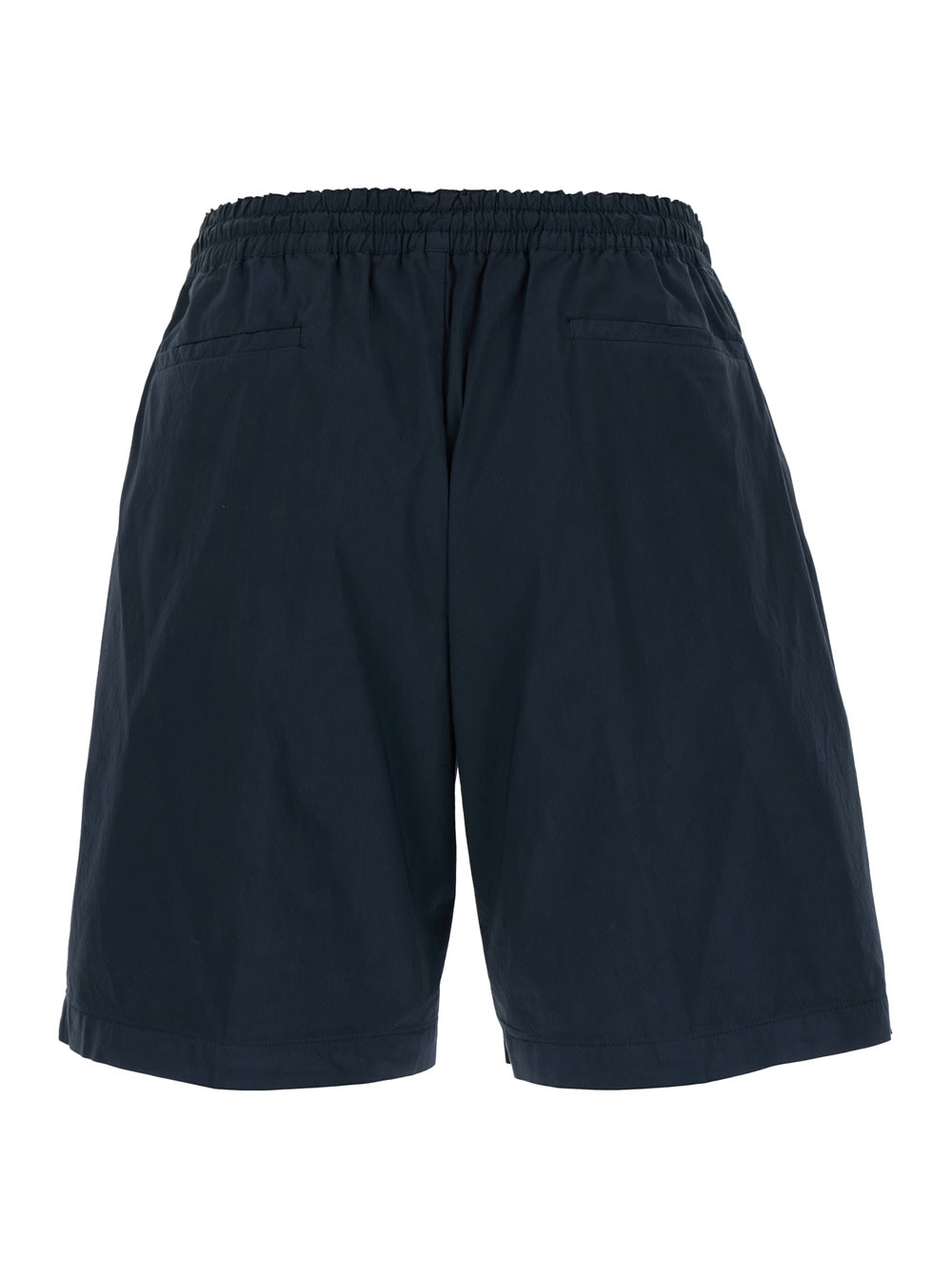 Shop Pt01 Blue Bermuda Shorts With Drawstring In Cotton Blend Man