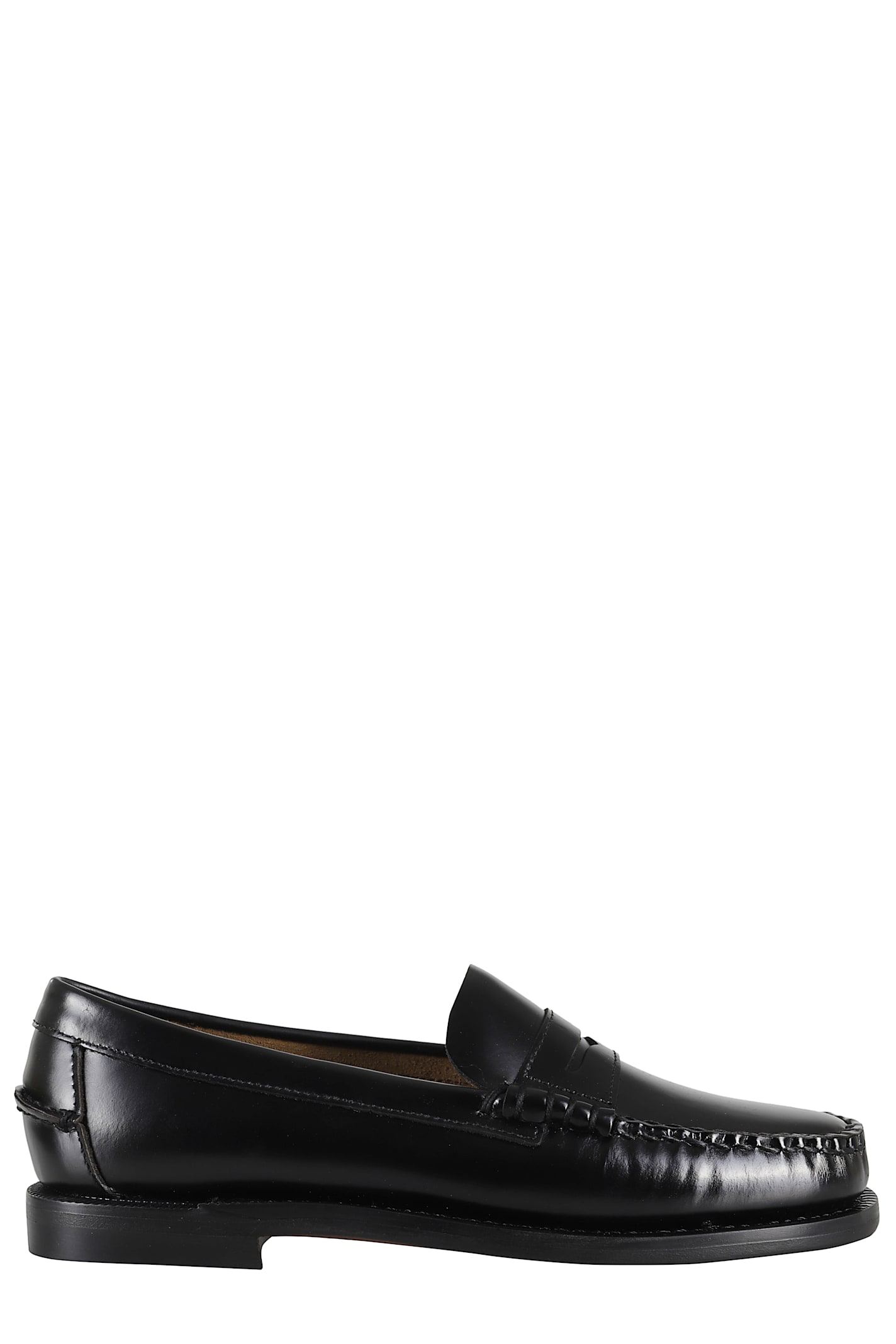 Sebago Slip-on Black Leather Moccasins With Cut-out Detail In Black