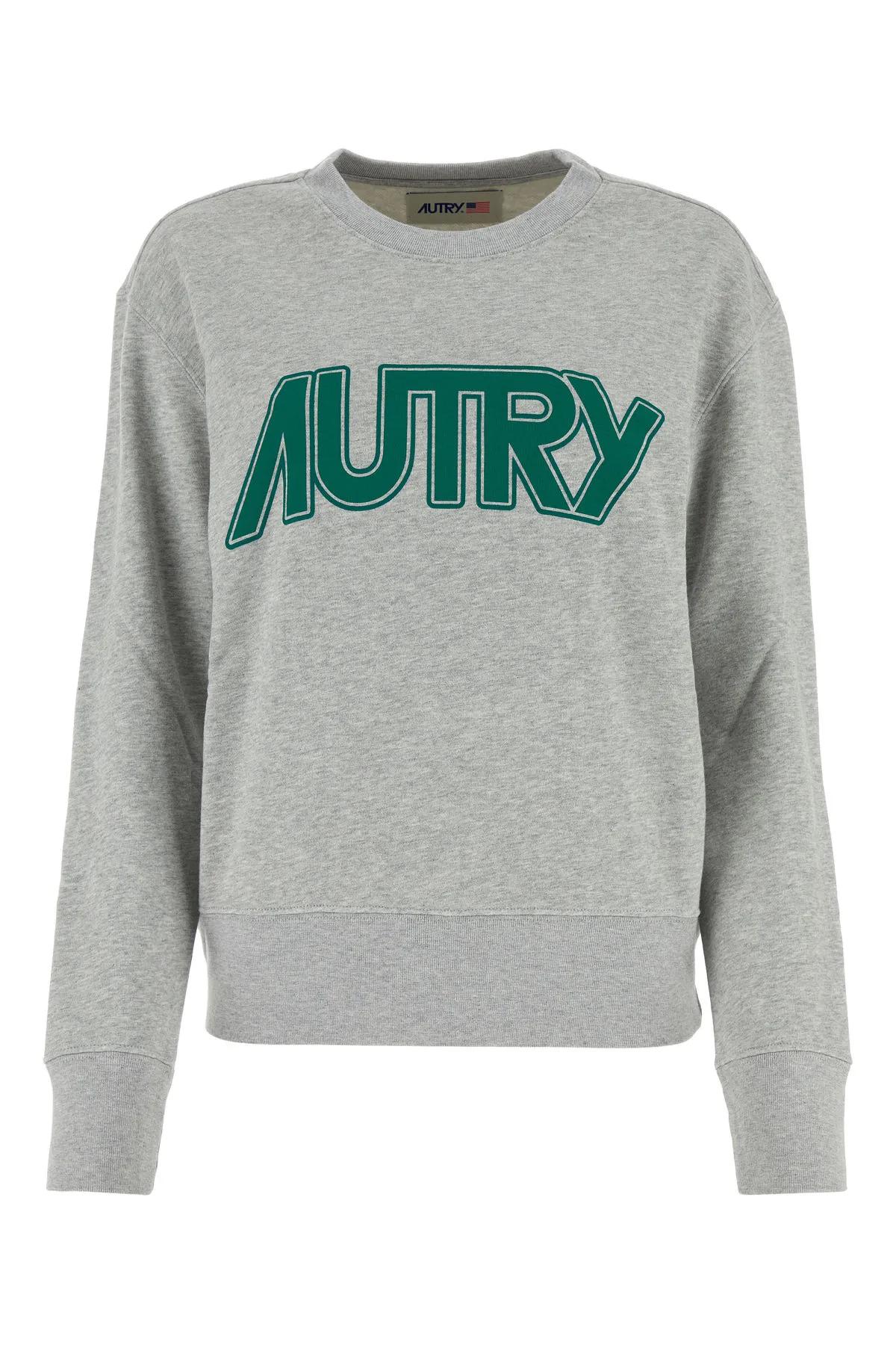 Shop Autry Melange Grey Cotton Sweatshirt
