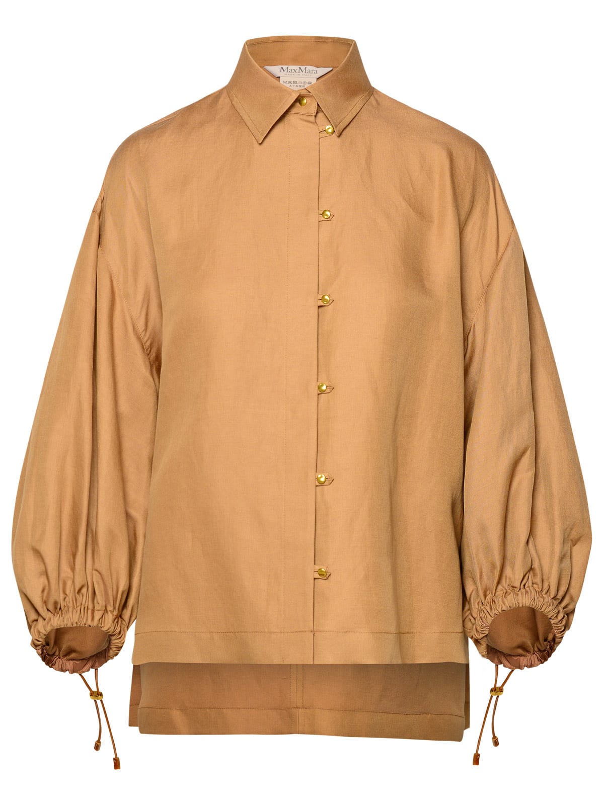Shop Max Mara Rodeo Clay Silk Blend Shirt In Brown