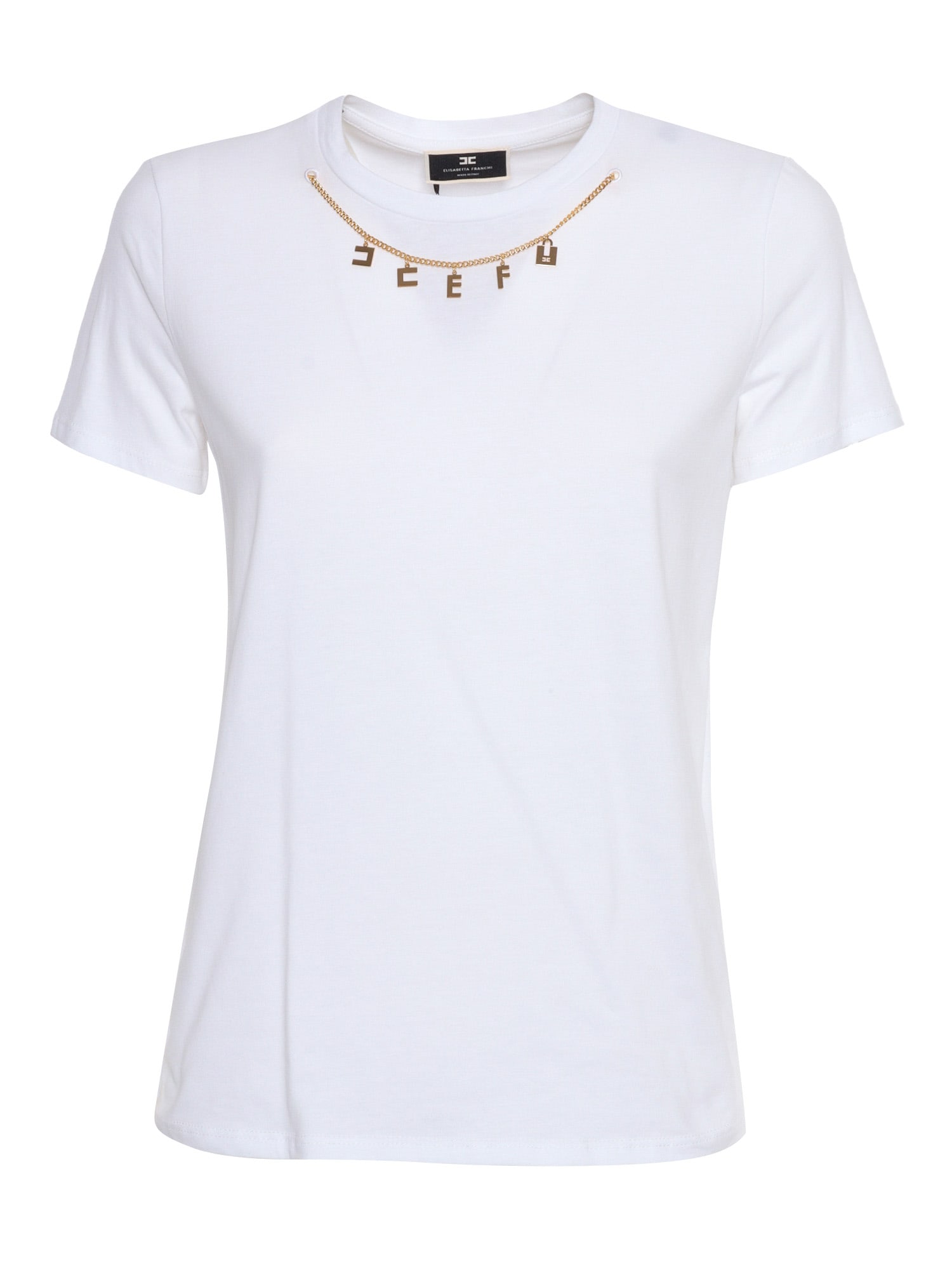 Shop Elisabetta Franchi White T-shirt With Jewel