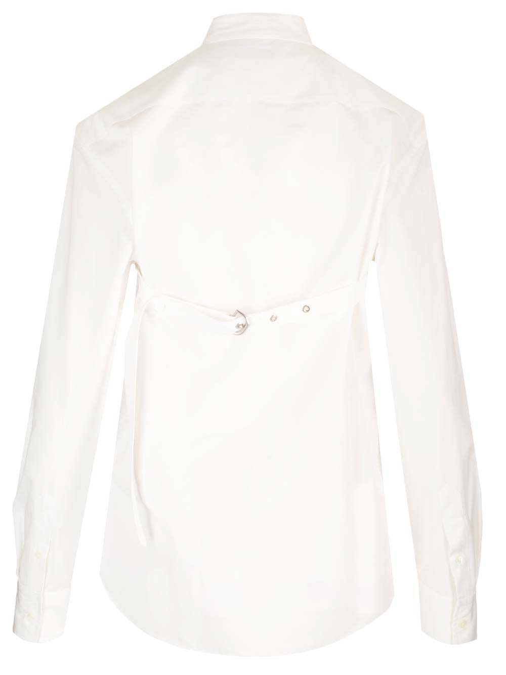 Off-white Cotton Shirt With Straps And Metal Buckle In White