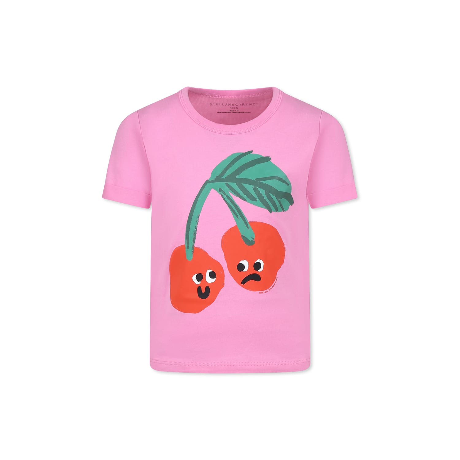 STELLA MCCARTNEY PINK T-SHIRT FOR GIRL WITH CHERRIES