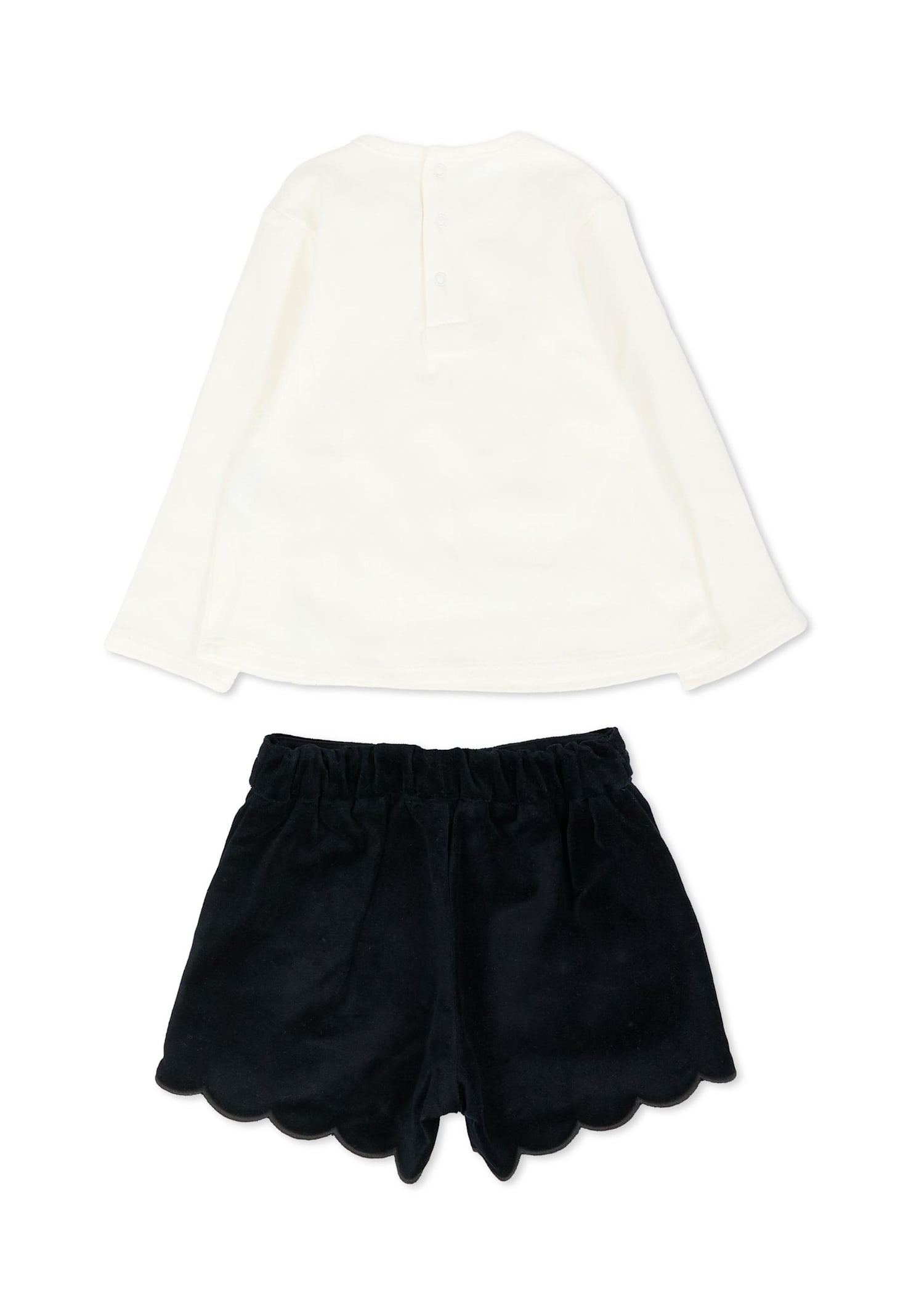 Chloé Blue Suit For Baby Girl With Logo In White