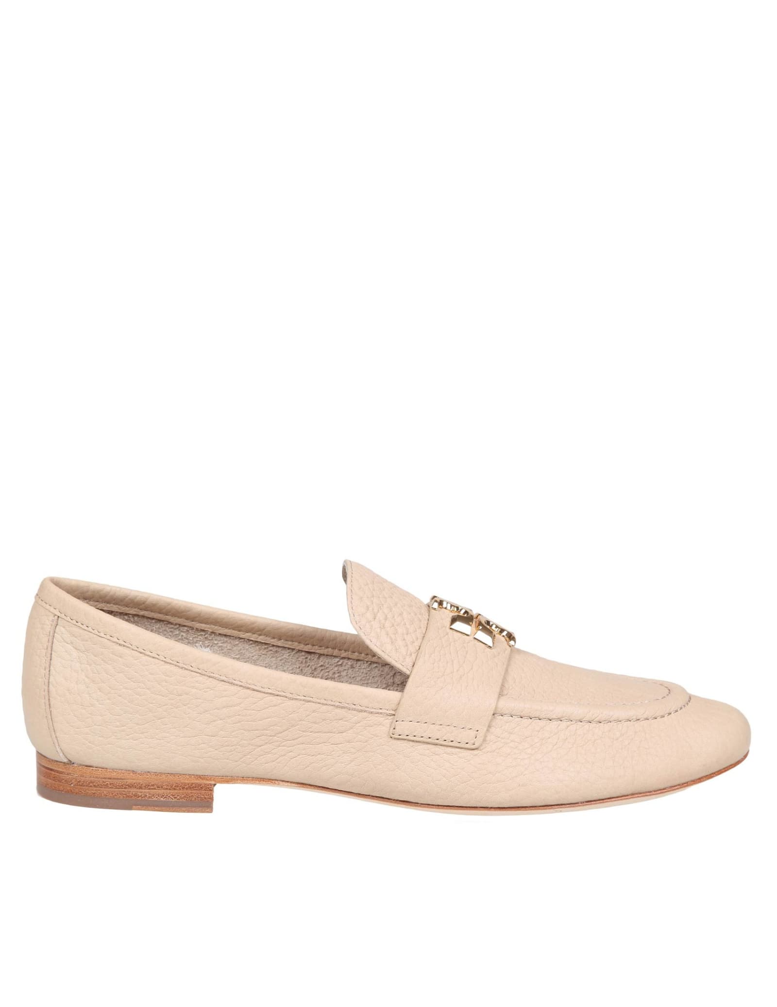 Shop Tory Burch Eleanor Loafers In Sand Color Leather