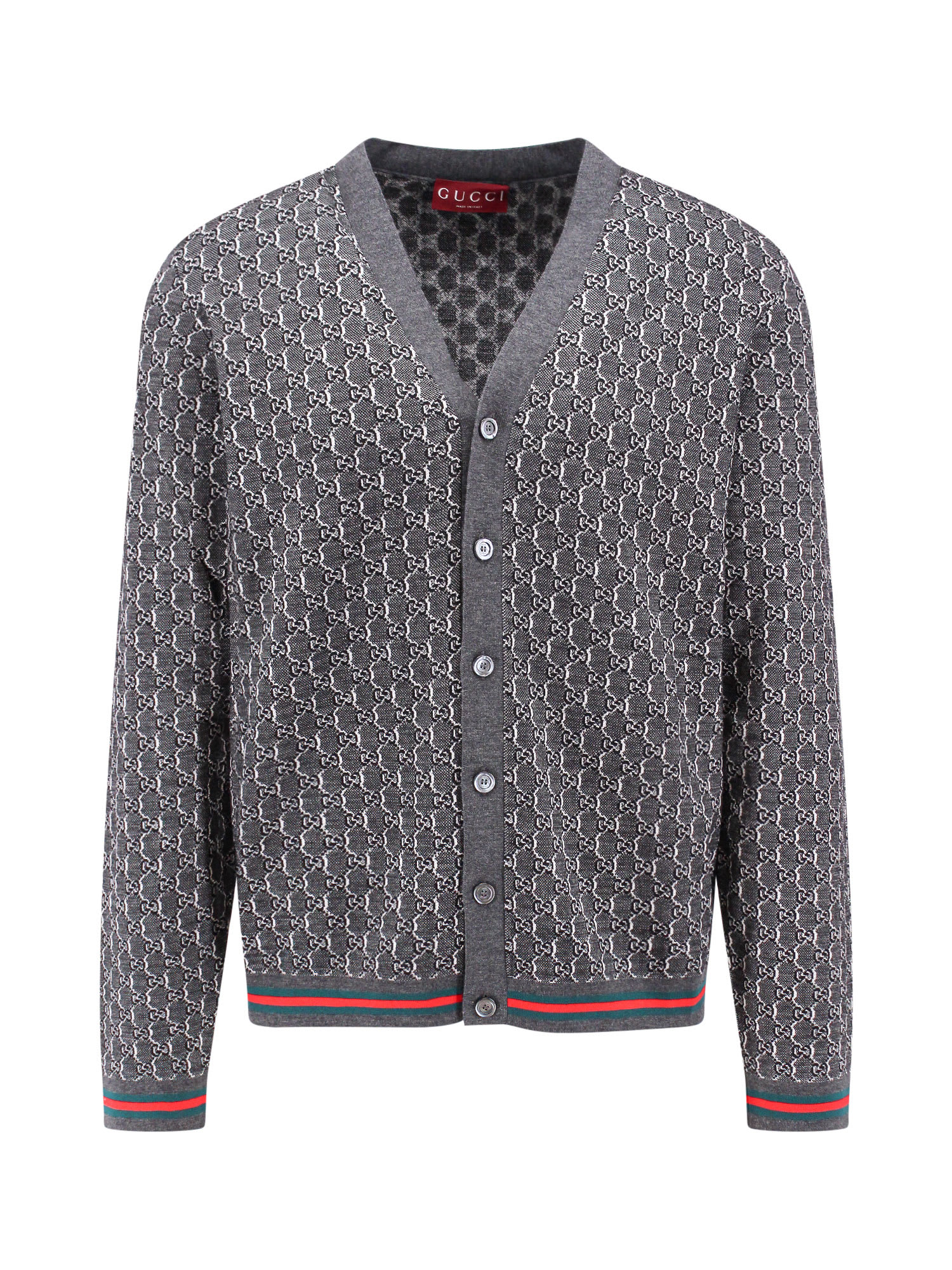 Gucci Wool And Silk Cardigan With Gg Motif