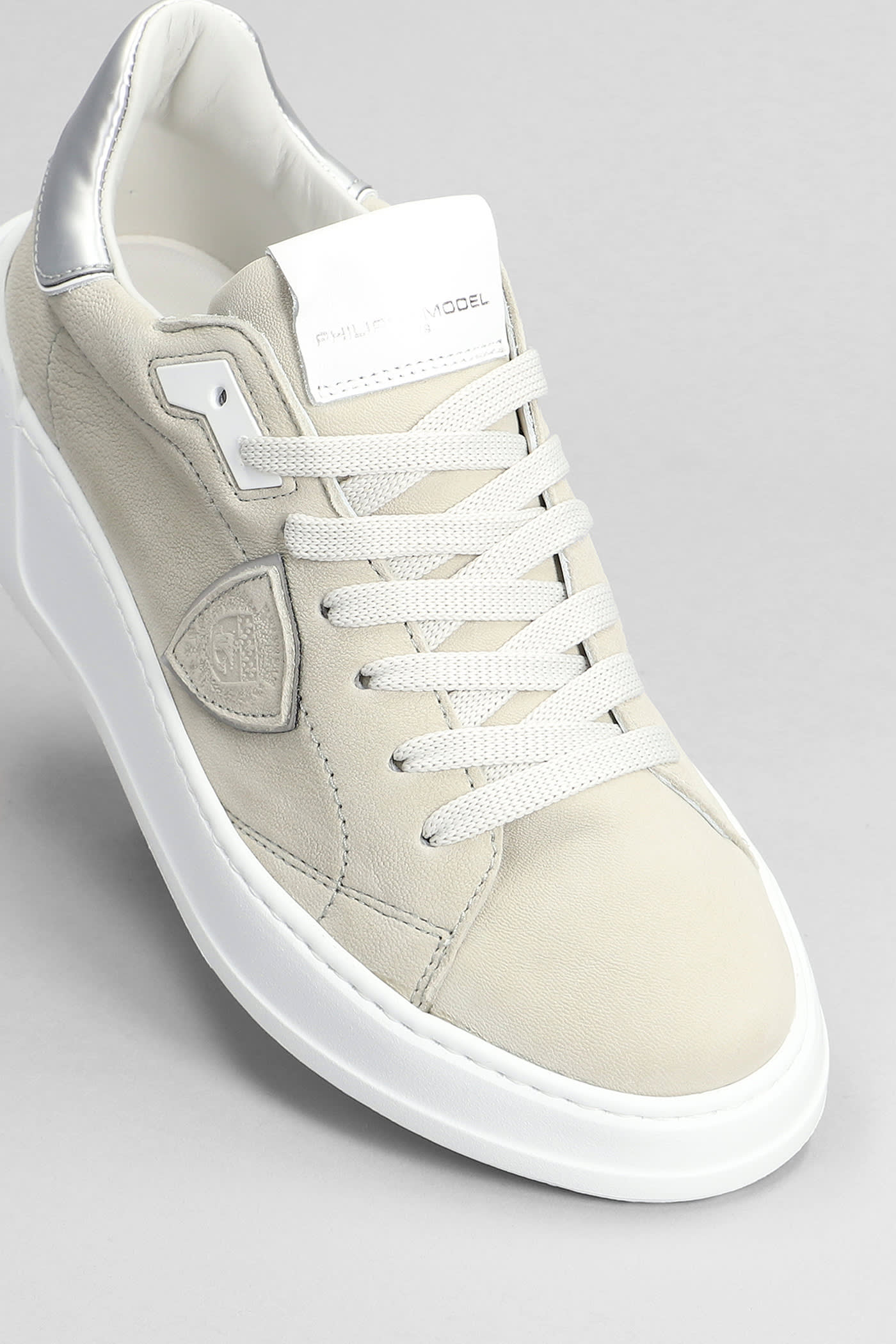 Shop Philippe Model Tres Temple Sneakers In Beige Nubuck