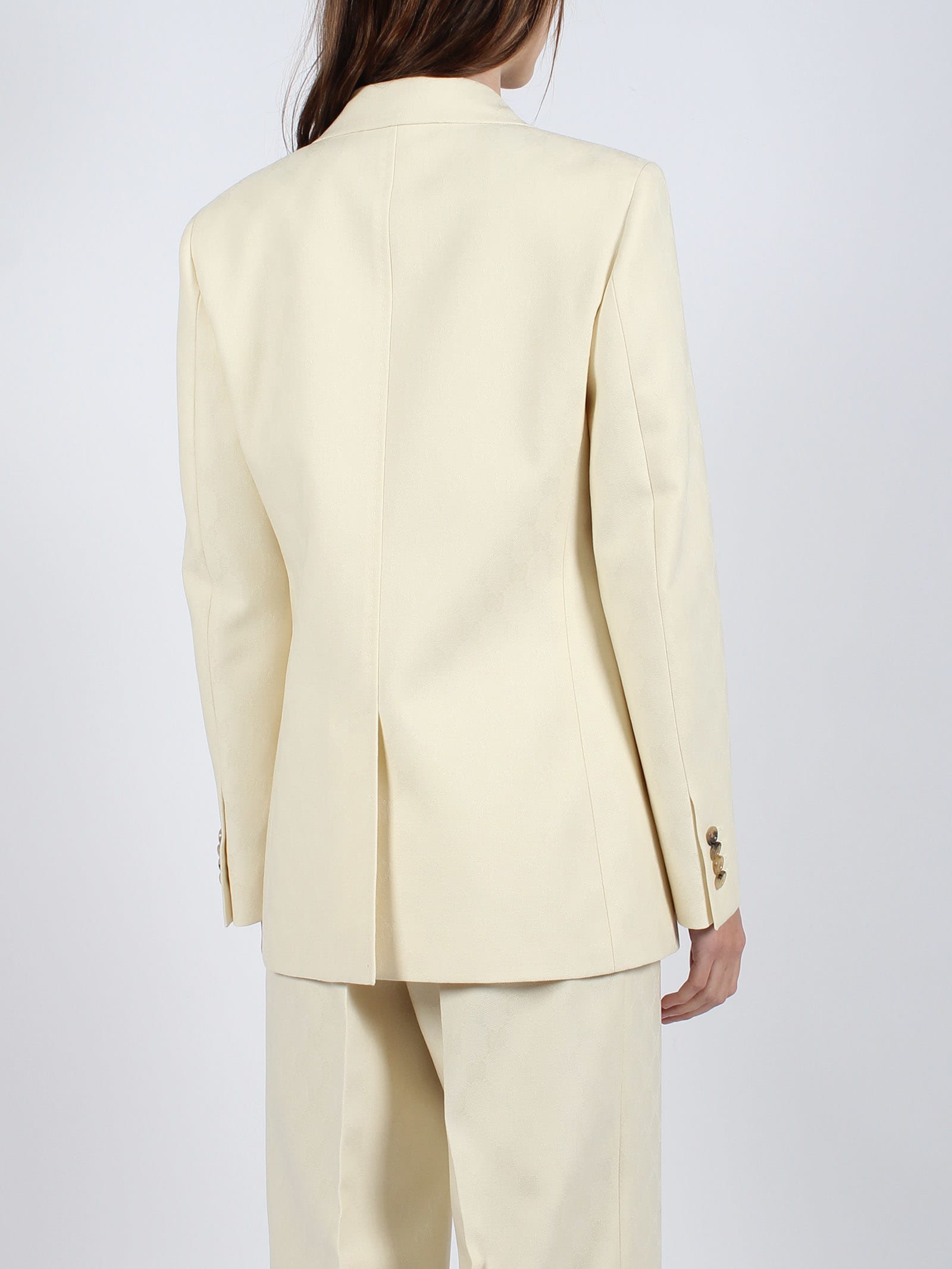 【関税込み】gucci Single-breasted jacquard logo blazer Gucci Single-breasted Jacquard Logo Blazer In White | ModeSens