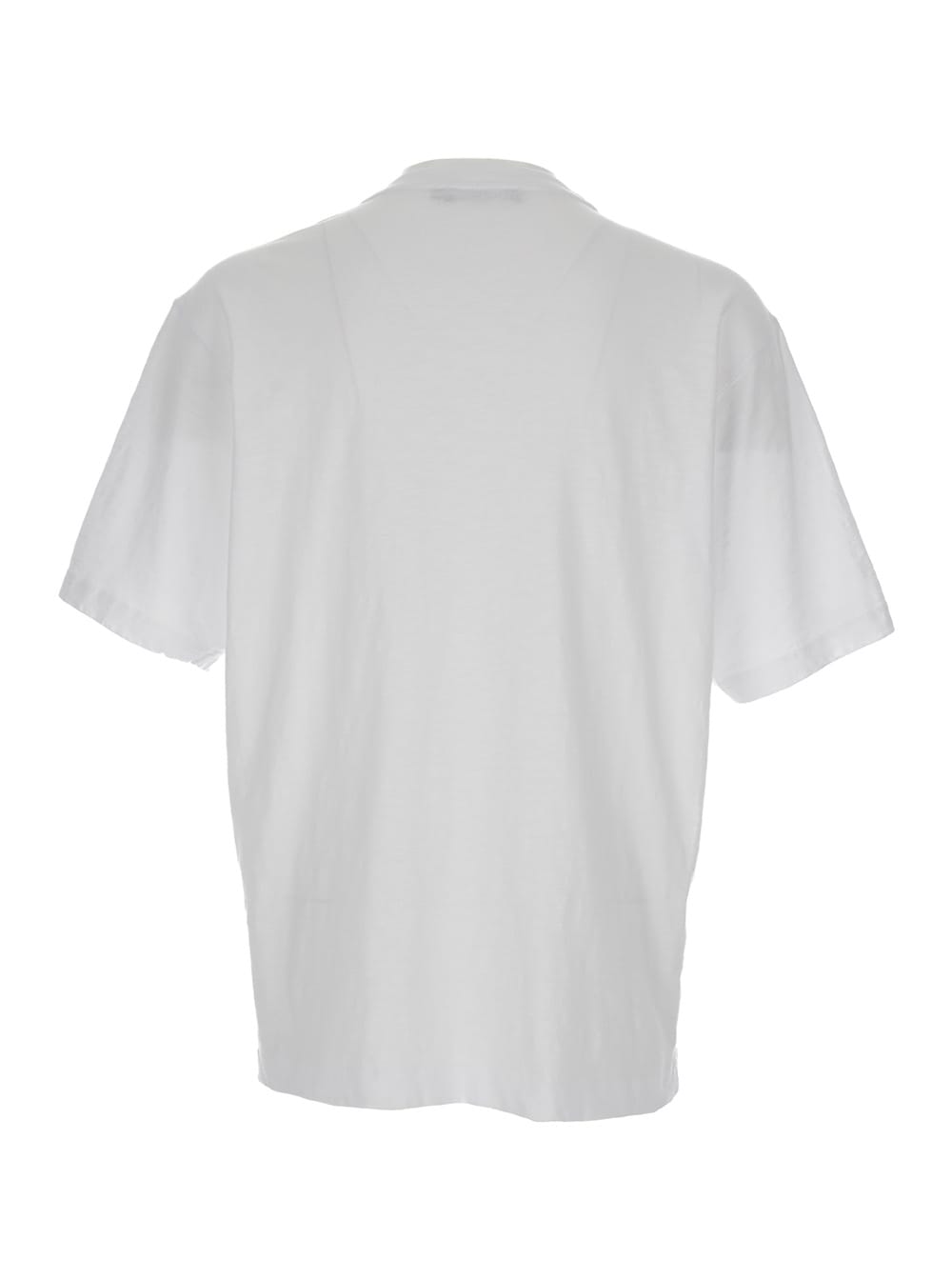 Shop Dolce & Gabbana White Crewneck T-shirt With Contrasting Logo In Cotton Man