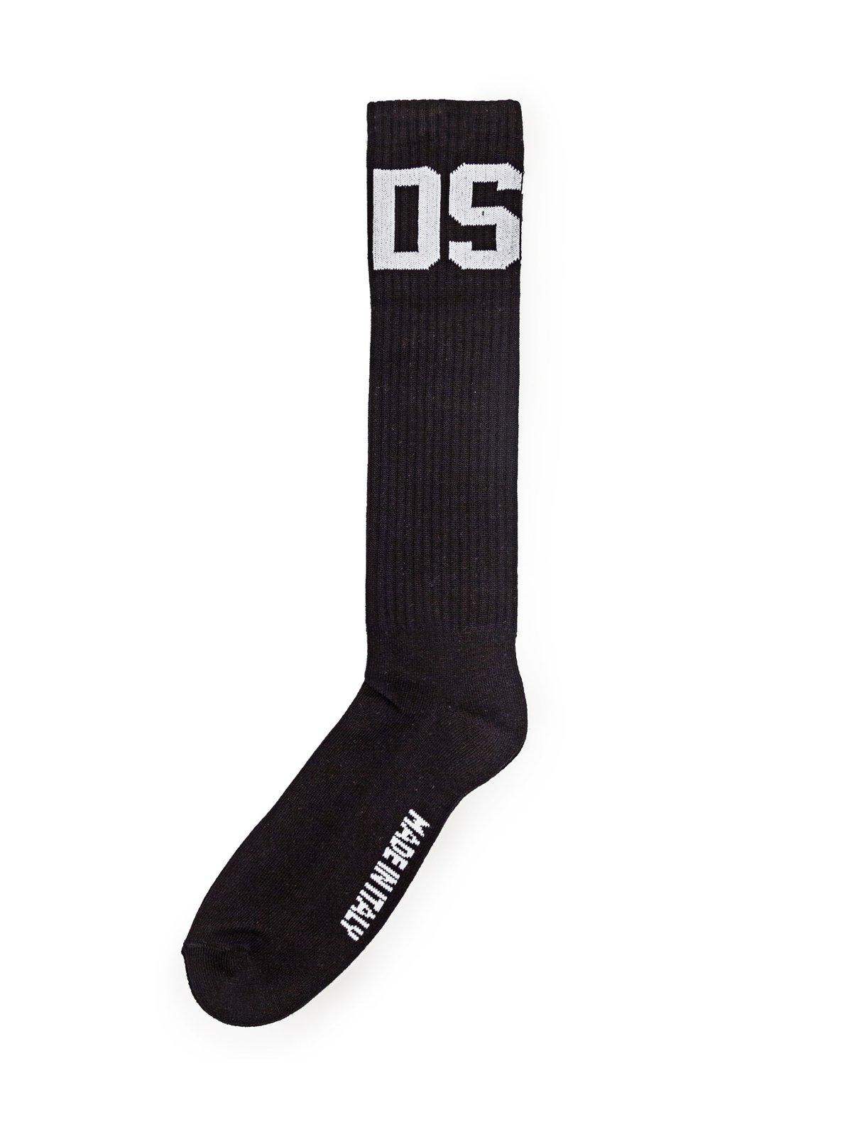 Shop Gcds Logo Intarsia Socks In Nero
