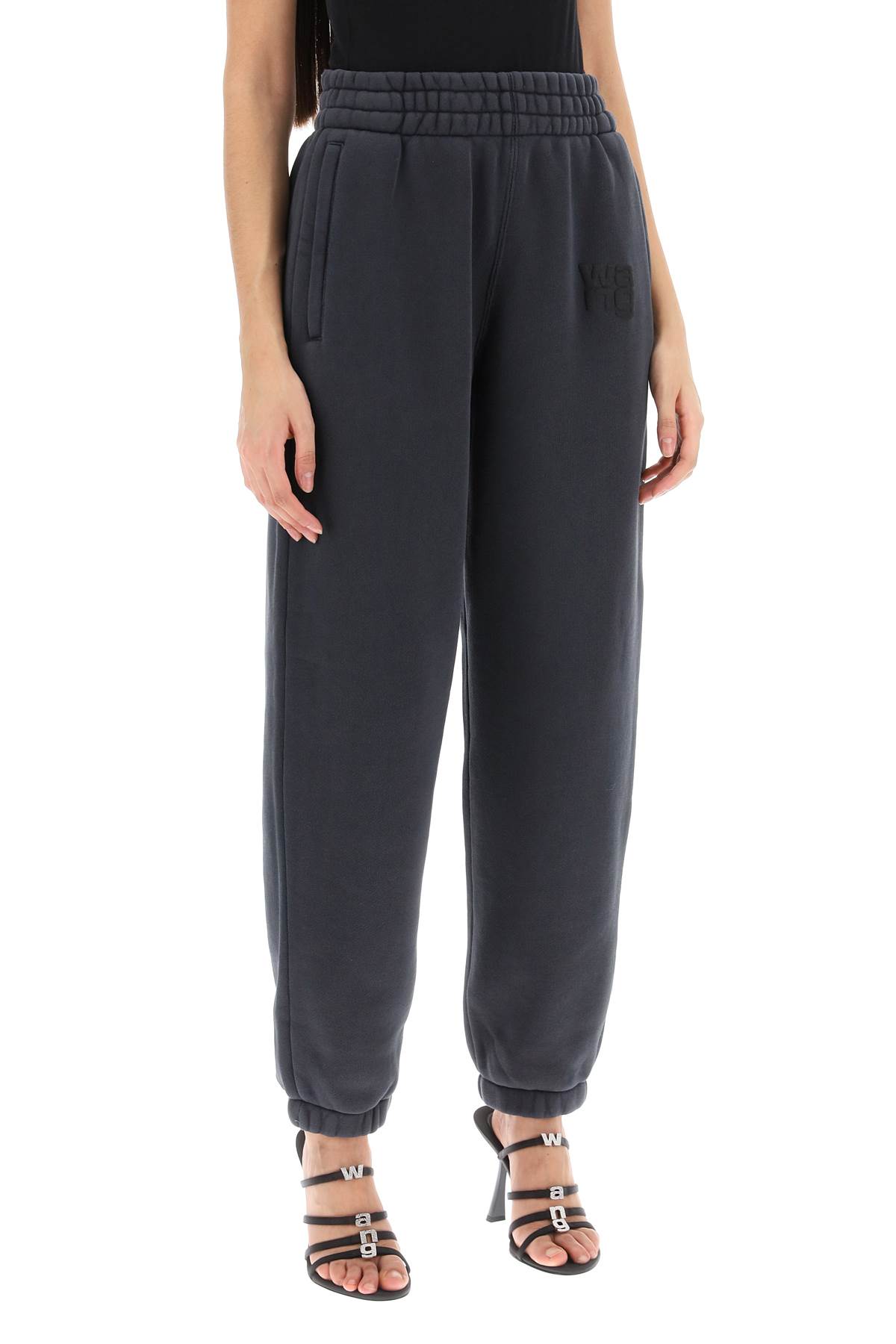 Shop Alexander Wang Joggers With Puff Logo In Soft Obsidian (grey)