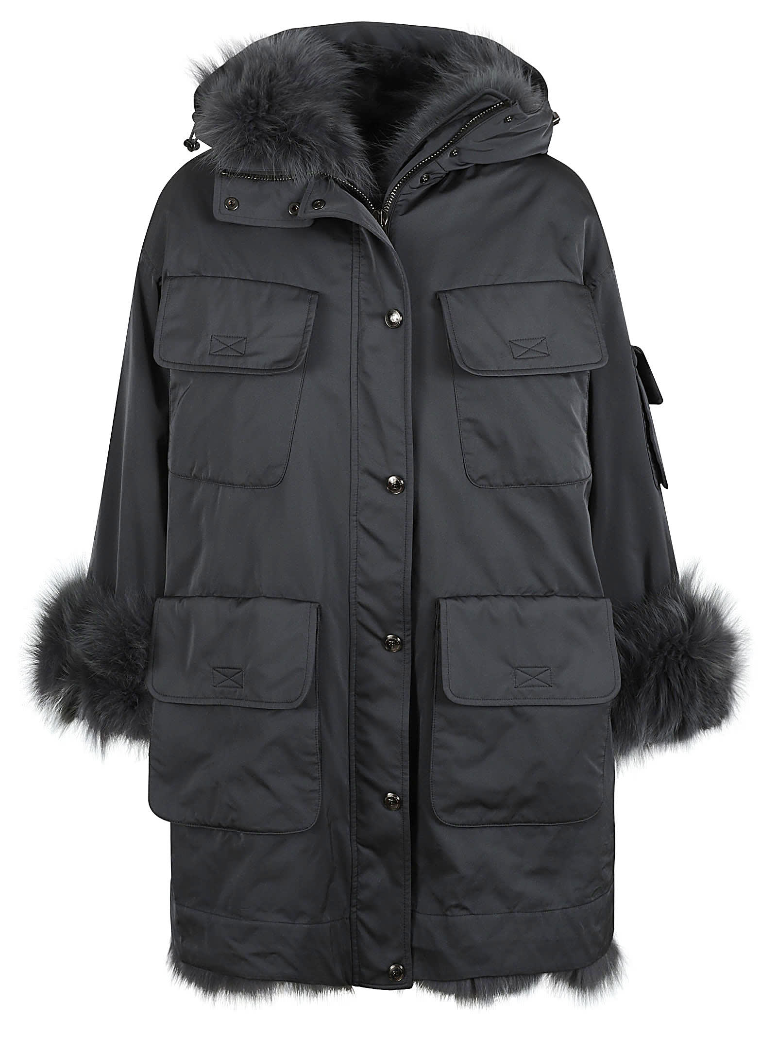 Fur Applique Oversized Jacket
