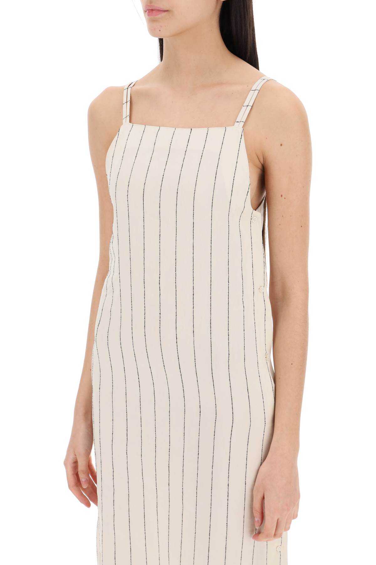 Shop Loulou Studio Striped Sleeveless Dress Et In Ivory Black (white)