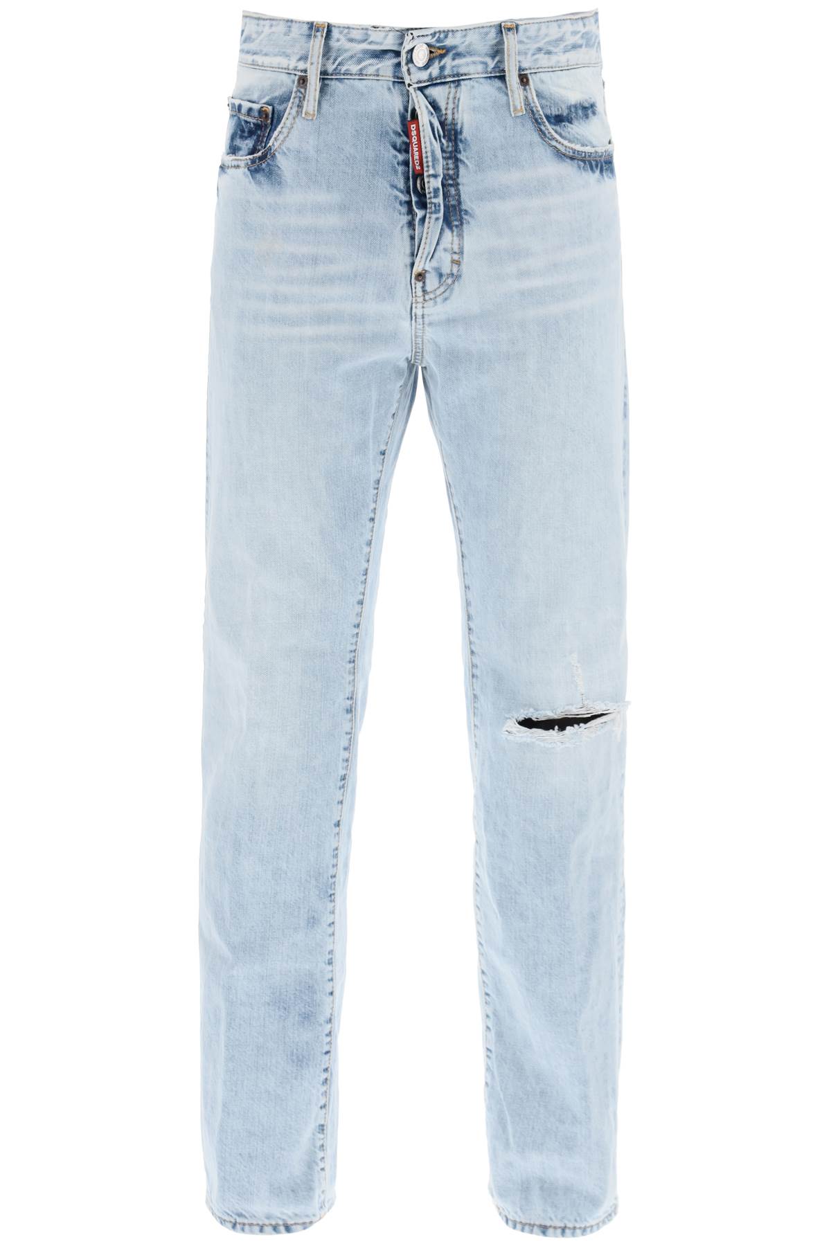 Shop Dsquared2 Light Wash Palm Beach Jeans With 642 In Navy Blue (blue)