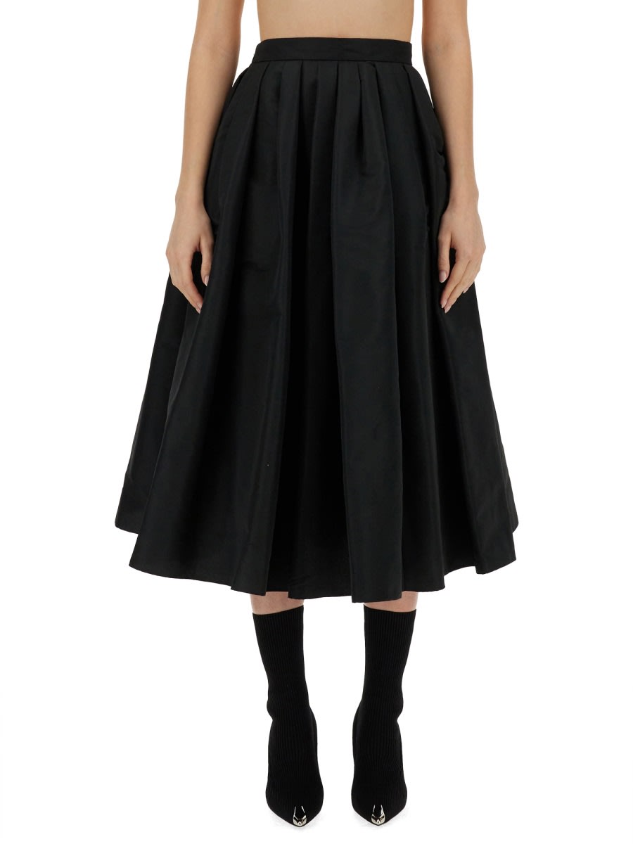 Shop Alexander Mcqueen Gathered Midi Skirt In Black