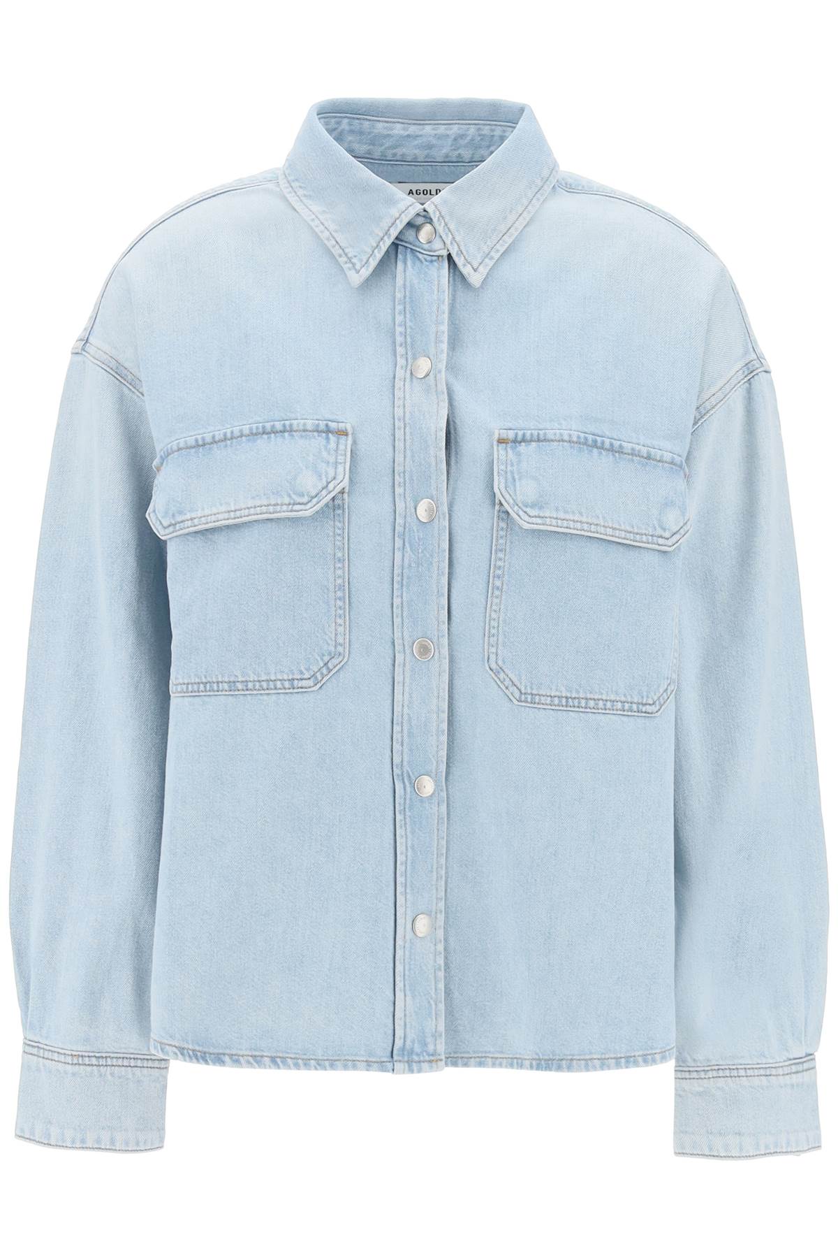 Shop Agolde S Denim Shirt In Tension (blue)