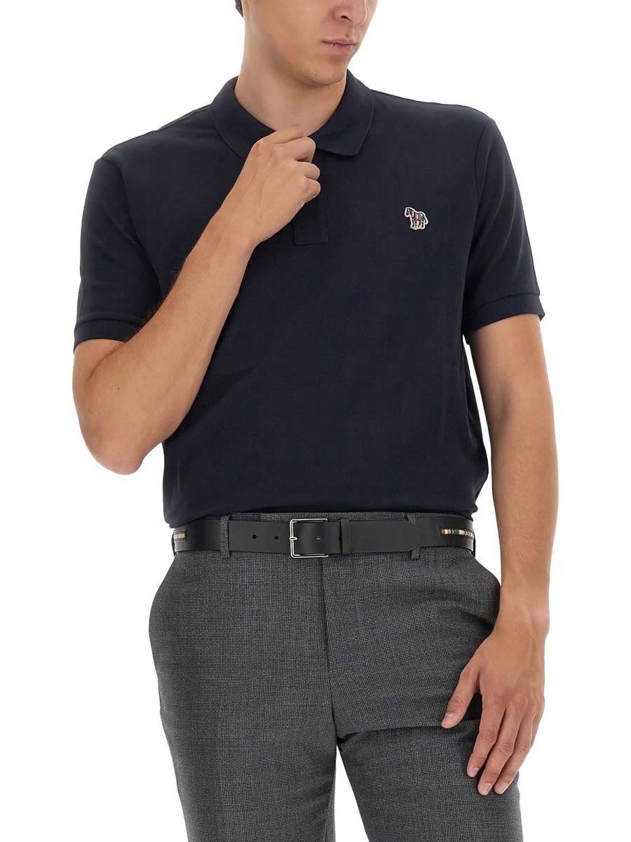 Shop Paul Smith Polo With Logo Patch In Blue