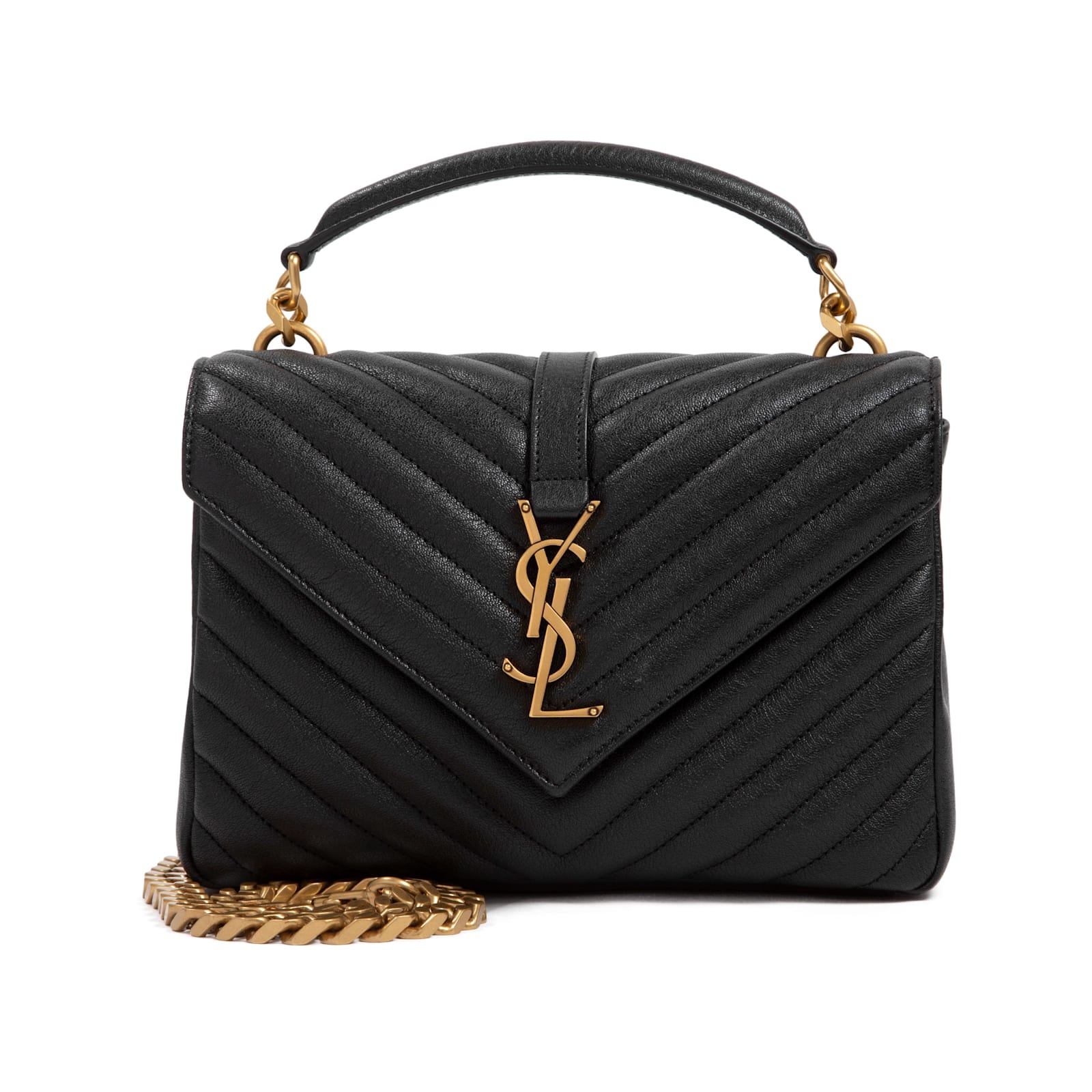 Saint Laurent Medium College Leather Crossbody Bag In Black