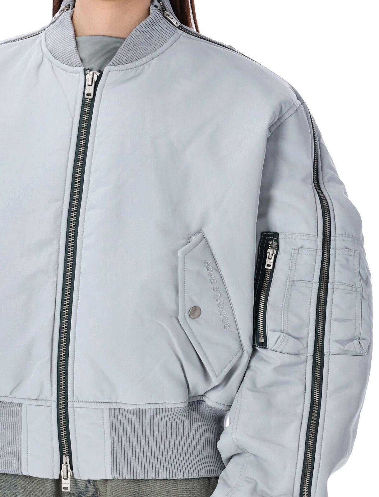Shop Acne Studios Zip-up Bomber Jacket In Grey