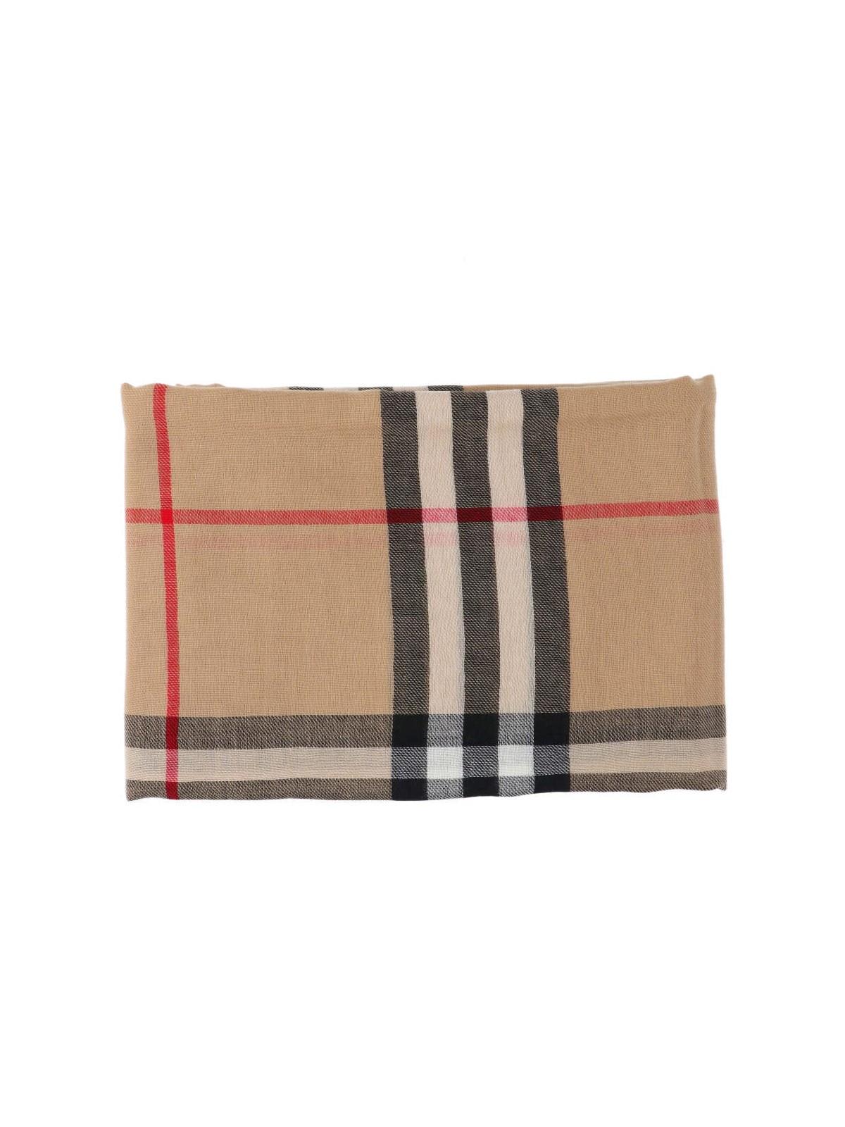Burberry Check Pattern Scarf In Archive Beige