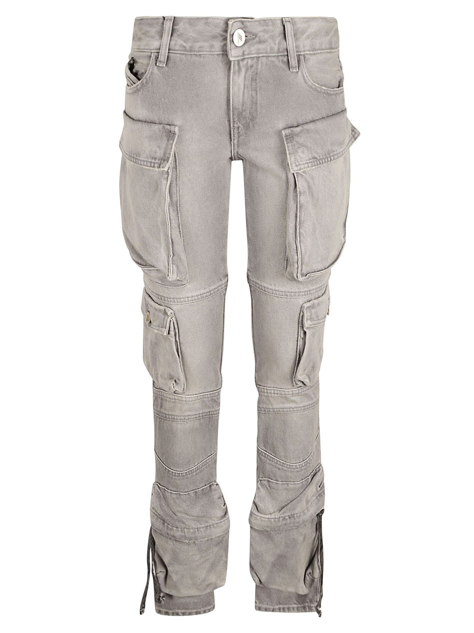 Shop Attico Stonewashed Cargo Jeans In Grey