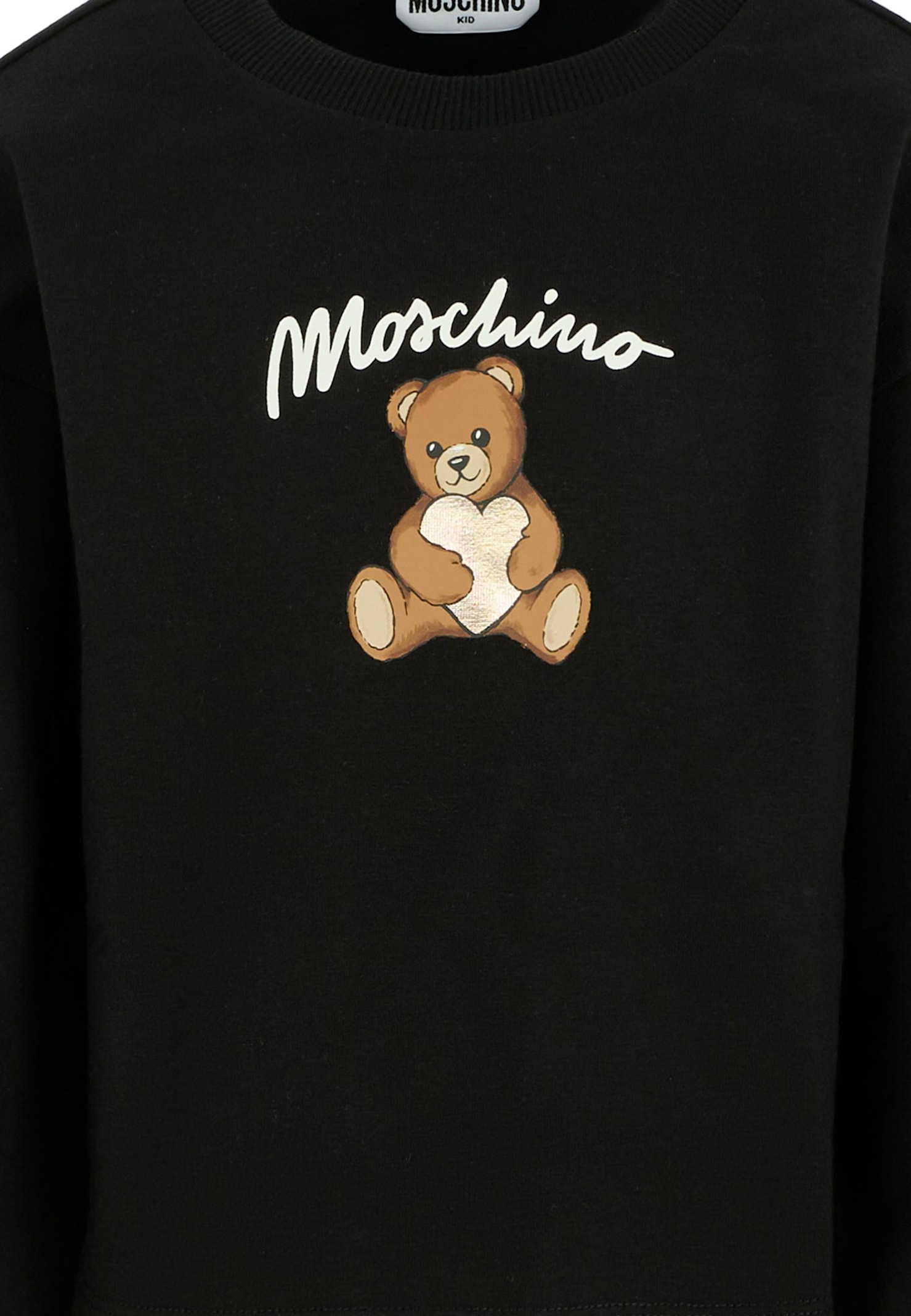 Moschino Black Sweatshirt For Girl With Teddy Bear In Black